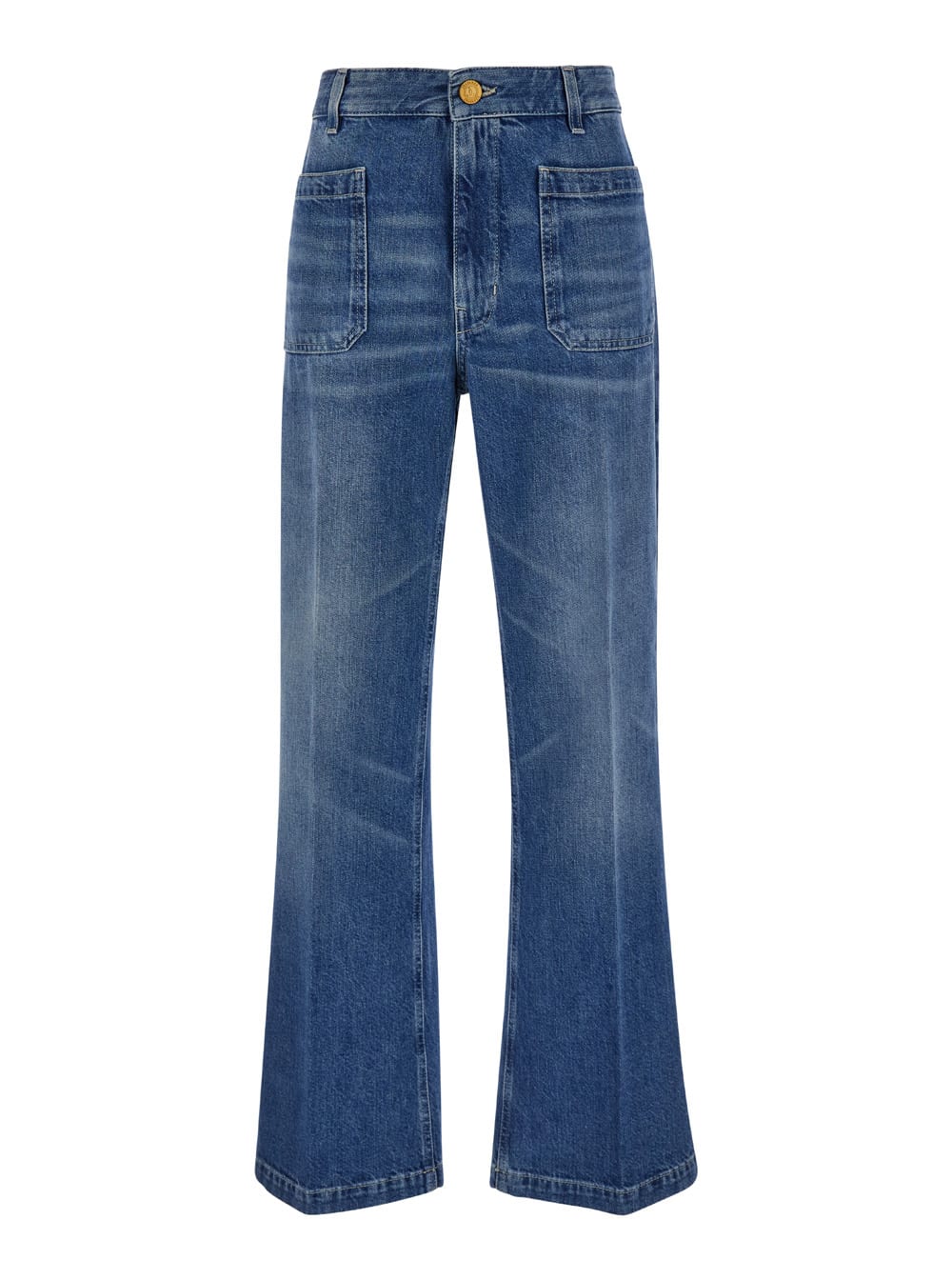 Shop The Seafarer Curt Light Blue High Waist Jeans With Branded Button In Denim Woman