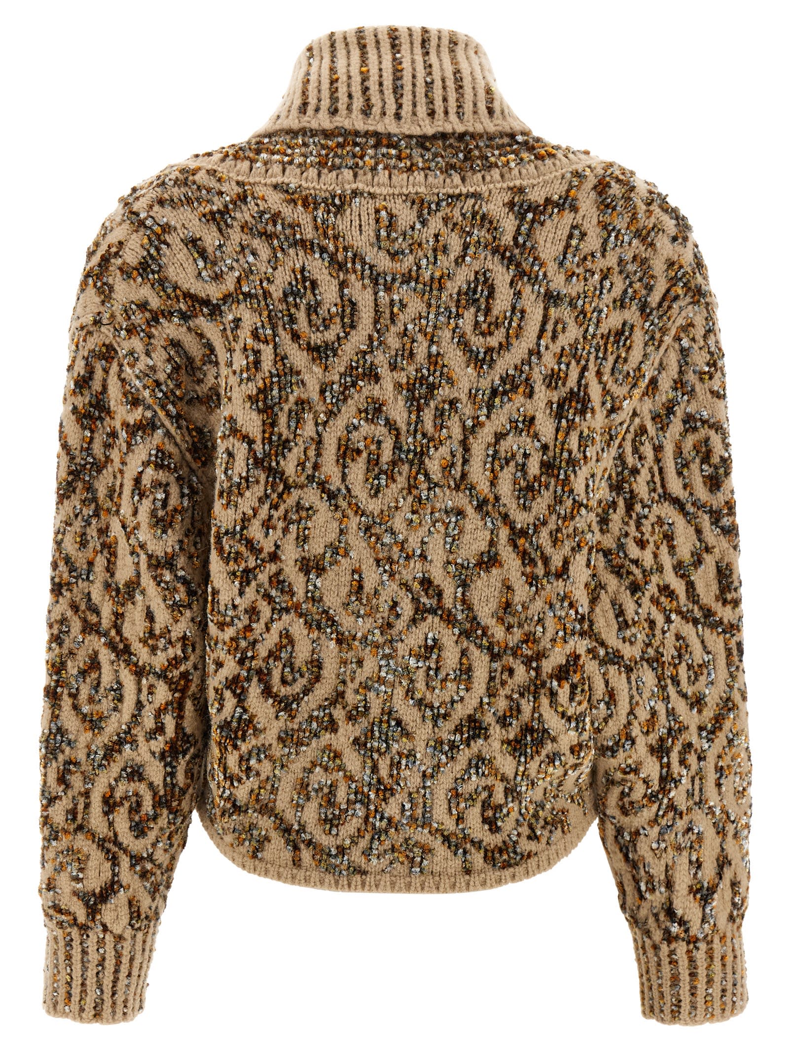 Dries Van Noten Textured Knit Cardigan Shawl Collar In Brown