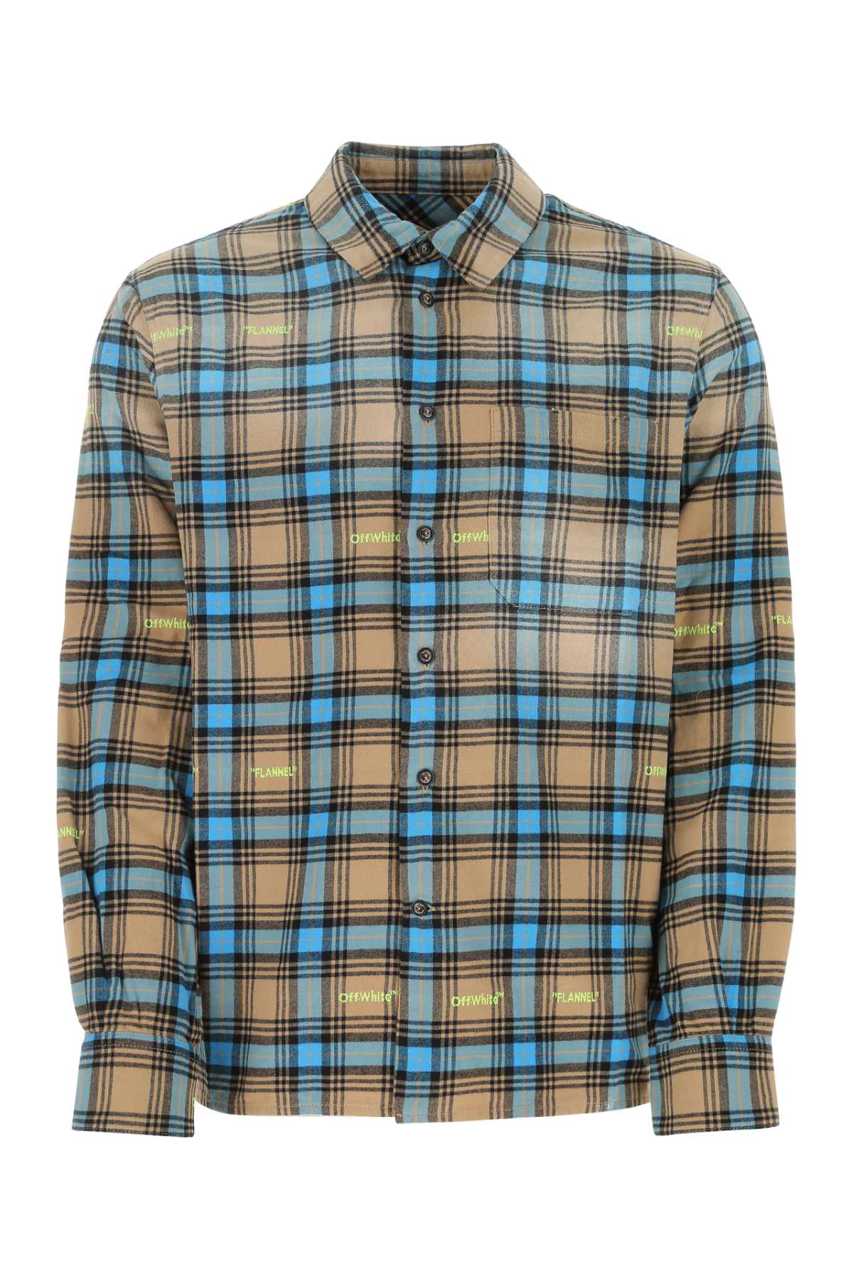 Shop Off-white Embroidered Flannel Shirt In 6200
