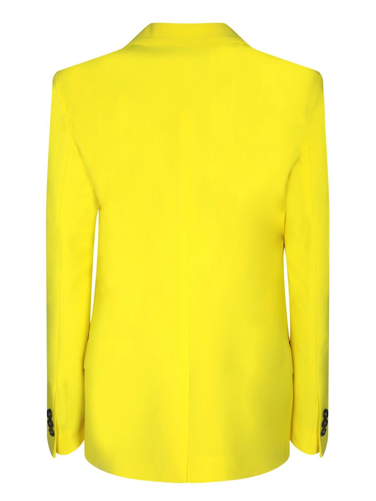 Shop Msgm Single-breasted Peak-lapels Tailored Blazer In Yellow