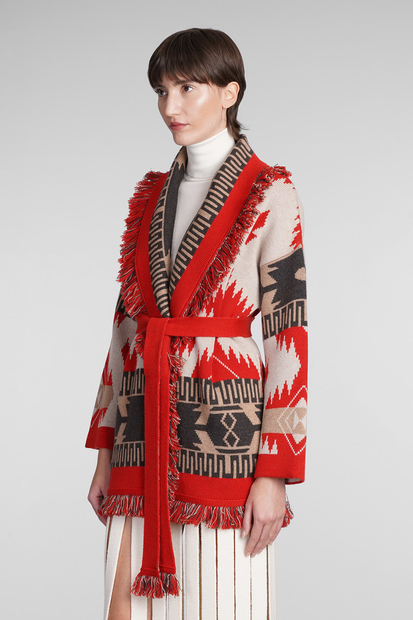 Alanui Icon Jacquard Cardigan In Red
