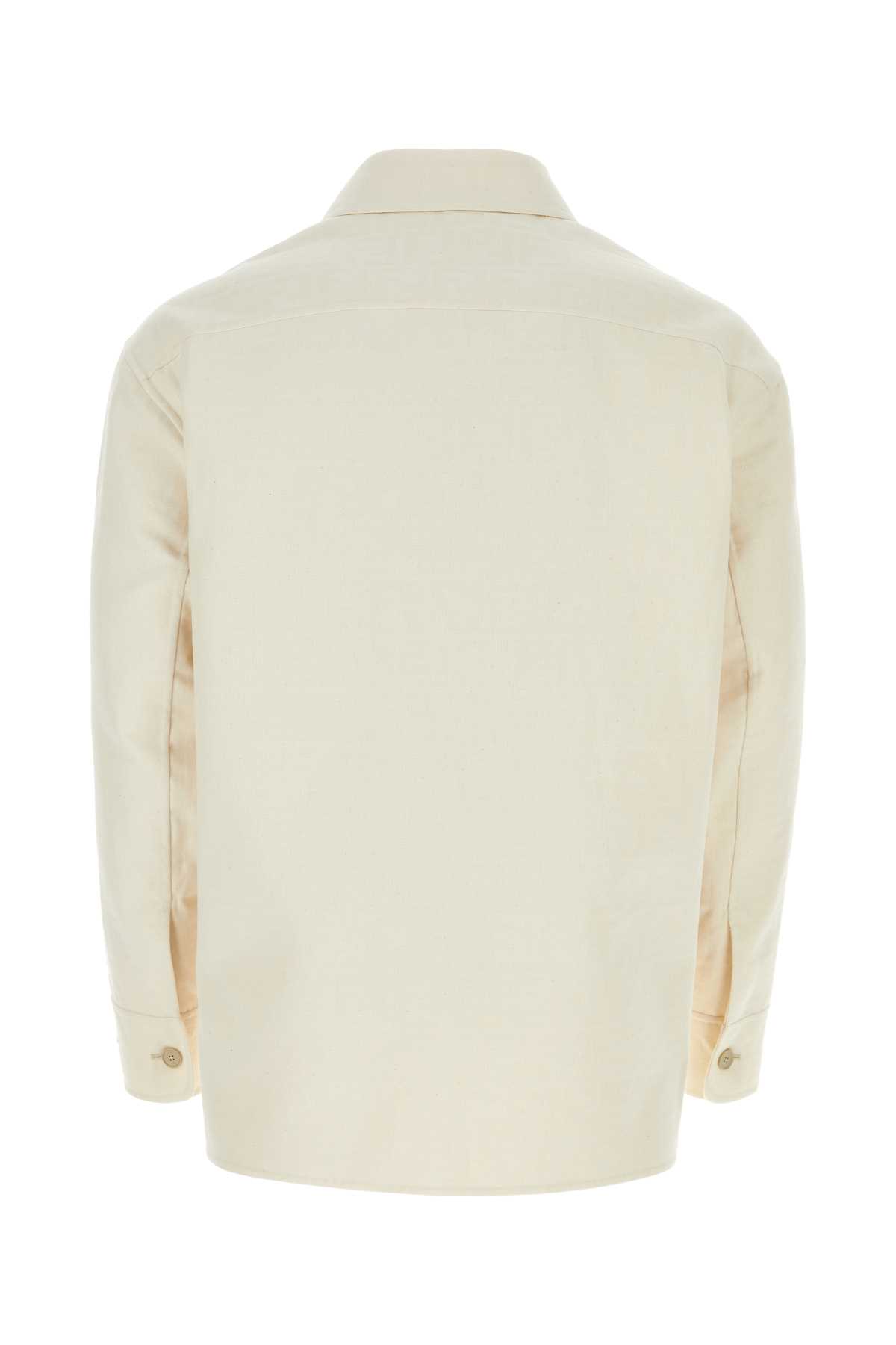 Shop Fendi Ivory Cotton Blend Shirt In Avorio