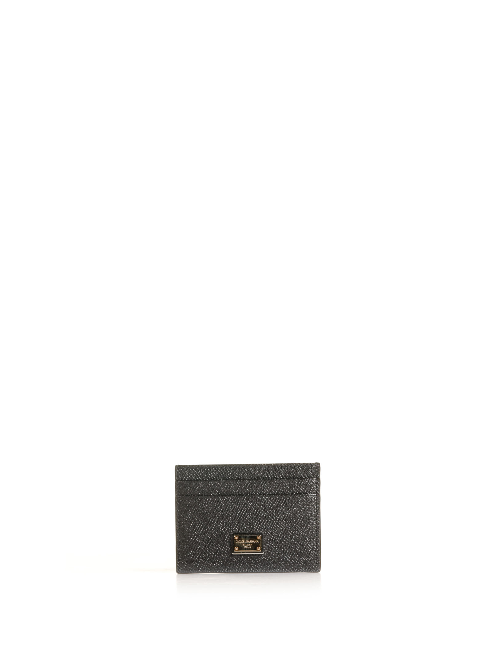 Dolce & Gabbana Leather Card Holder With Logo In Nero