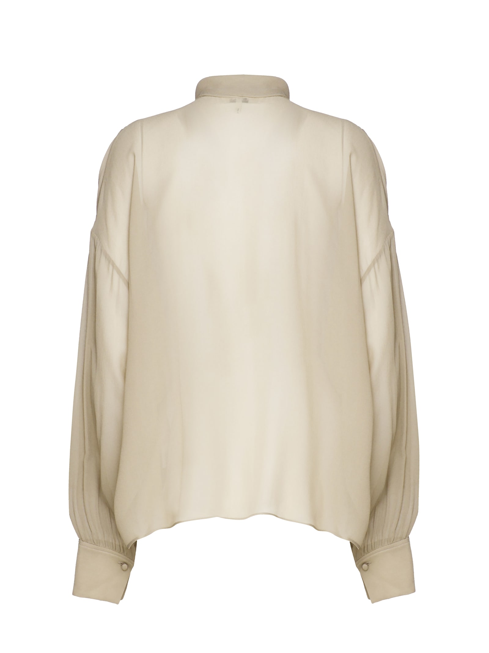 Shop Chloé Boxy Shirt In Pure Silk In Foggykhaki