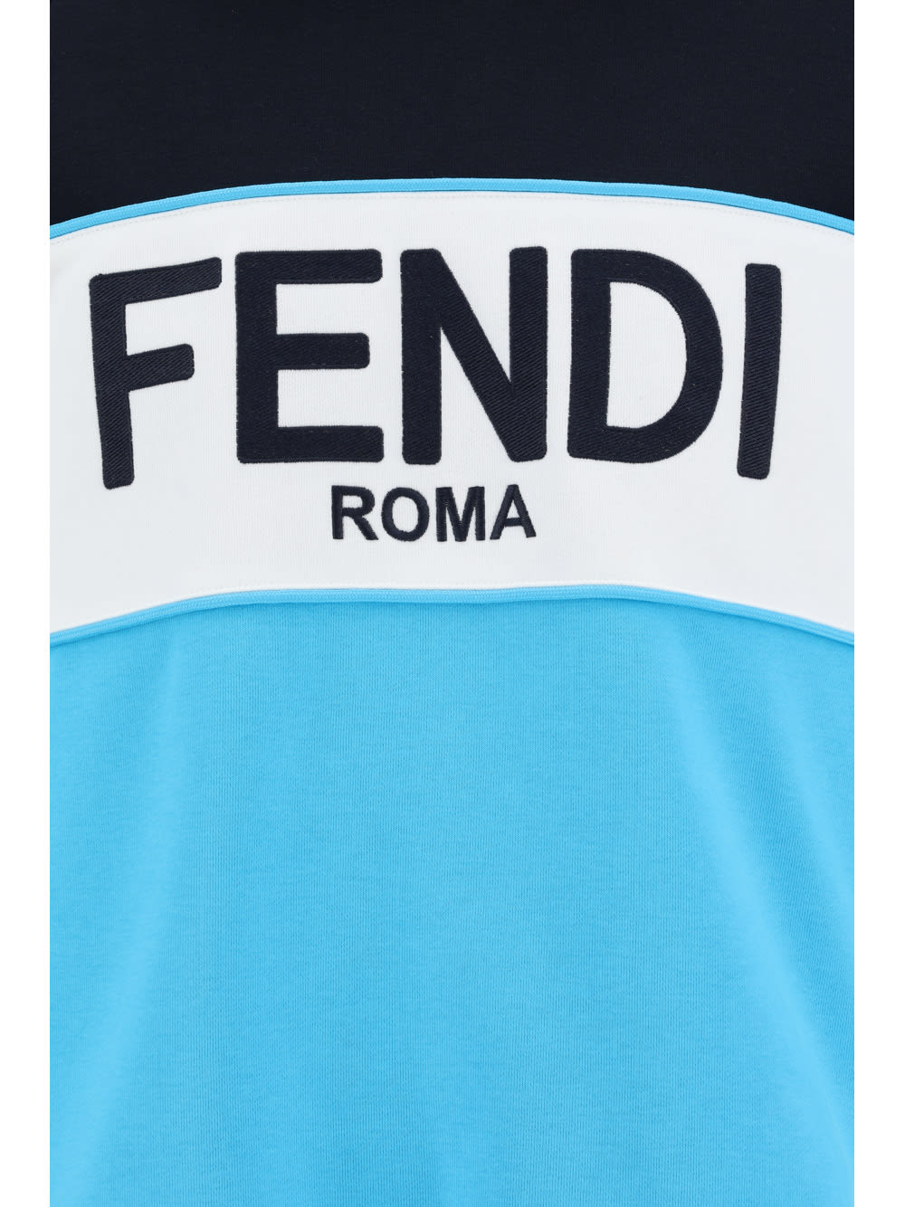 Fendi Logo-print Monogram-band Hoodie In Blue