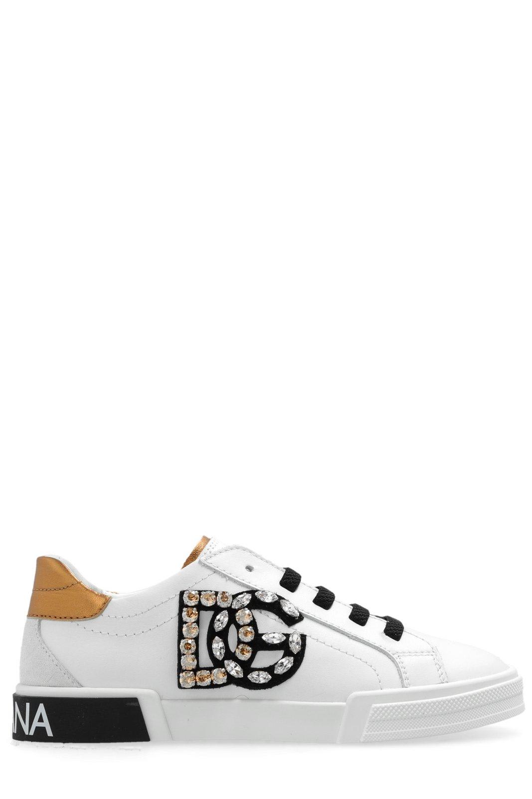 Shop Dolce & Gabbana Portofino Vintage Sneakers In Nero/oro