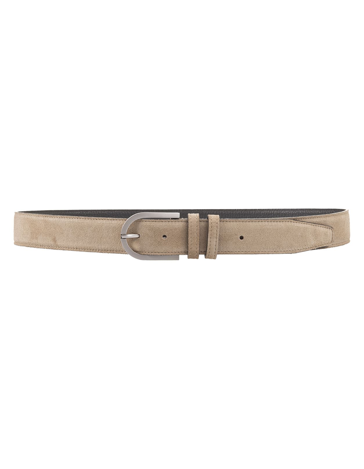 Shop Kiton Beige Suede Belt With Silver Buckle In Brown