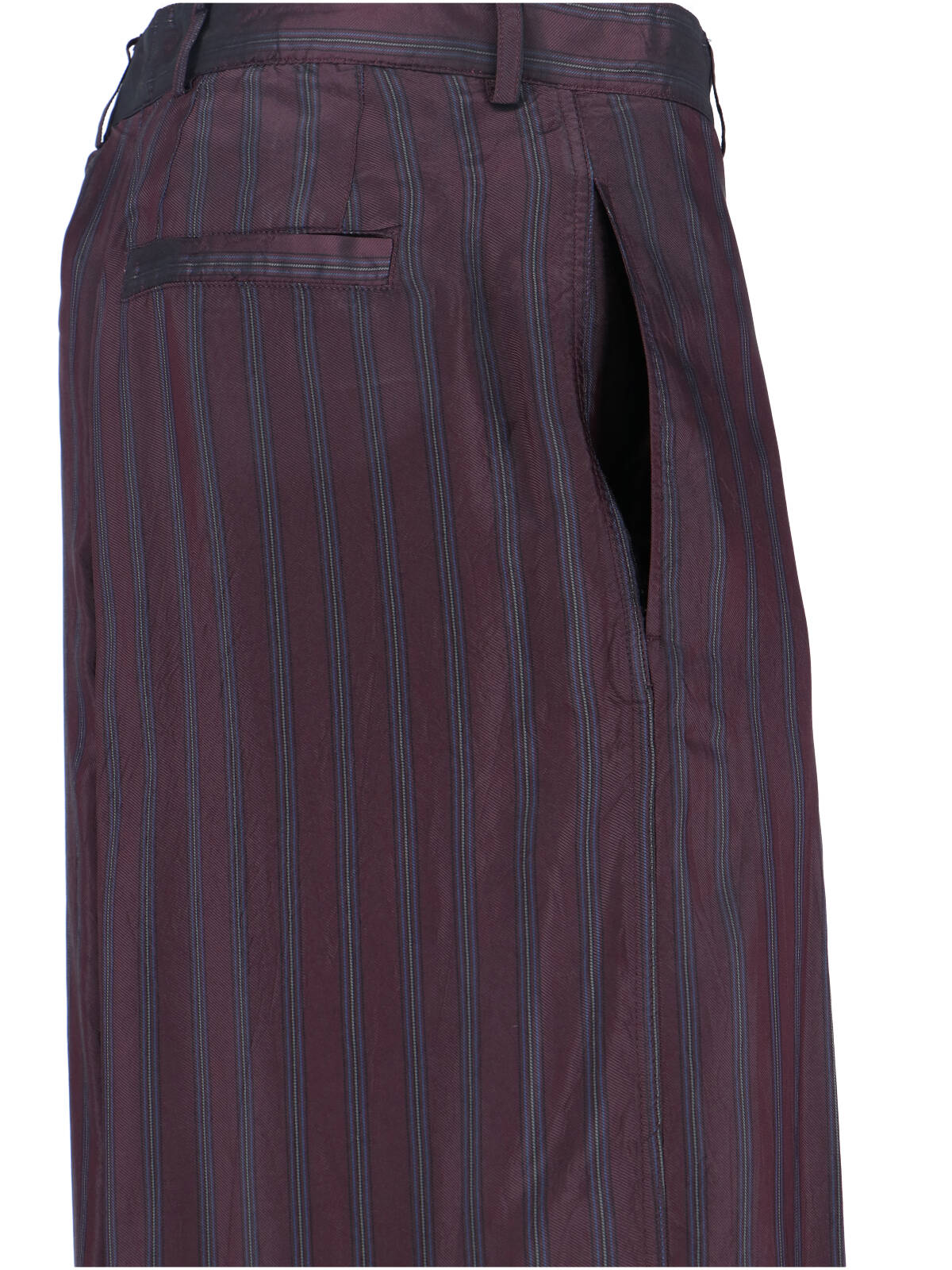 Dries Van Noten High-waisted Wide Leg Trousers With Vertical Stripes In Burgundy
