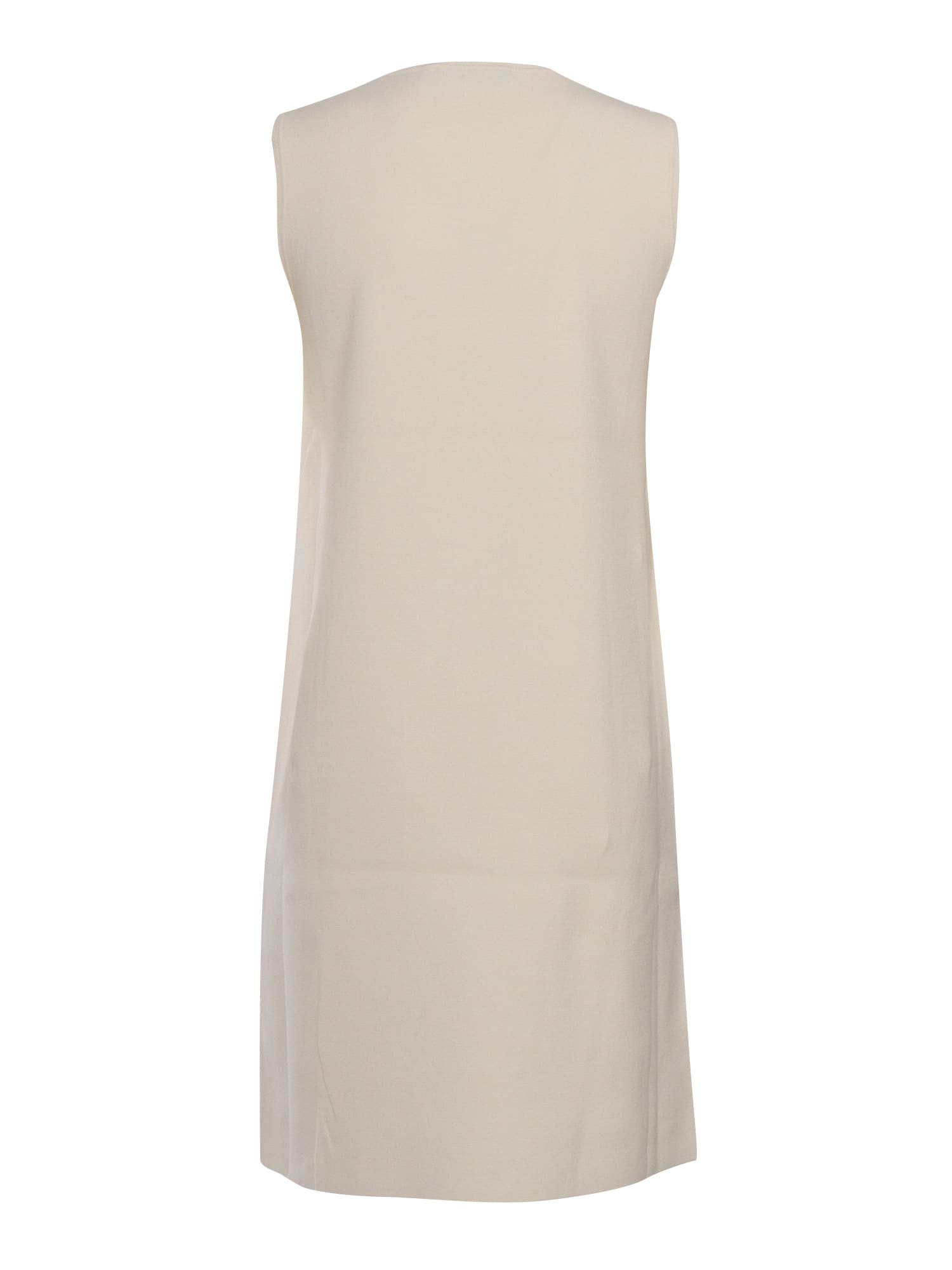 Max Mara Studio Crewneck Sleeveless Midi Dress In White