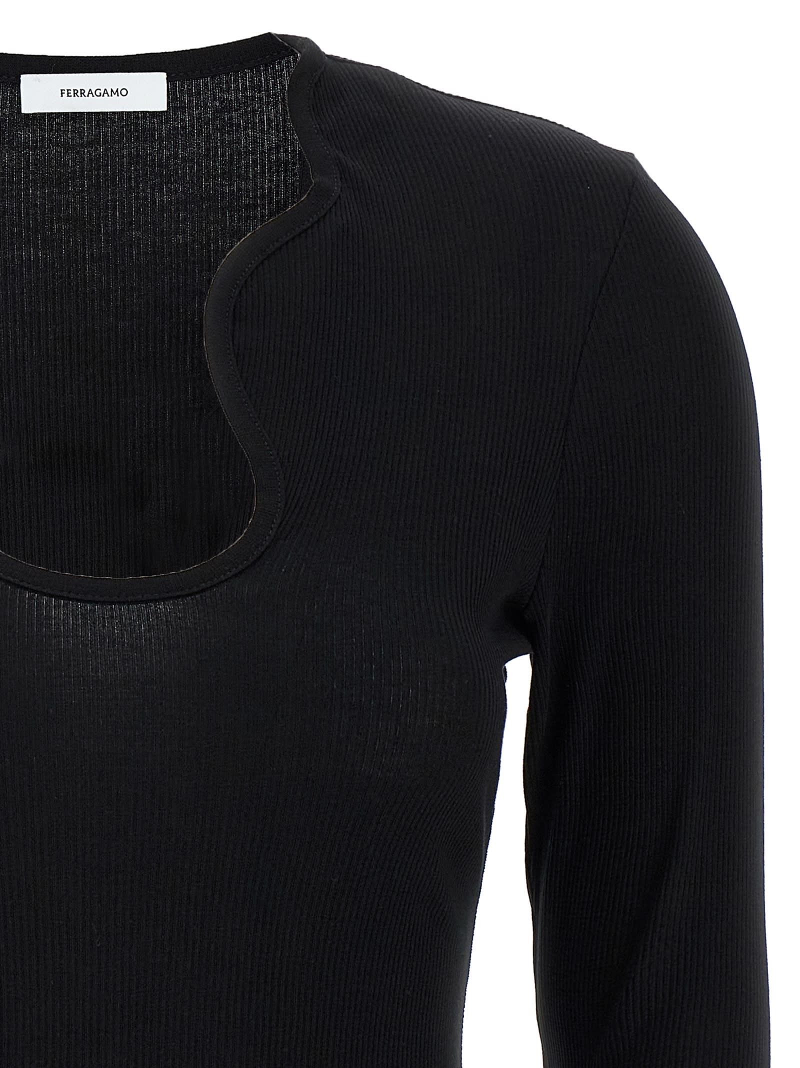 Ferragamo Shaped Neckline Sweater Sweaters And Cardigans Black In Black