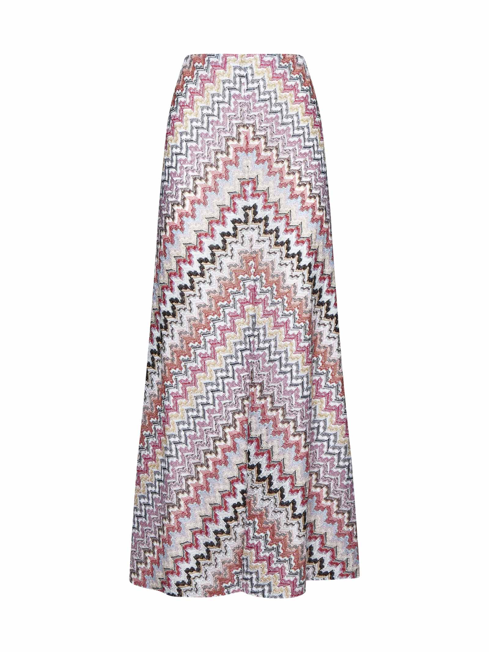 Shop Missoni Skirt In Pink Wht Tone Multic
