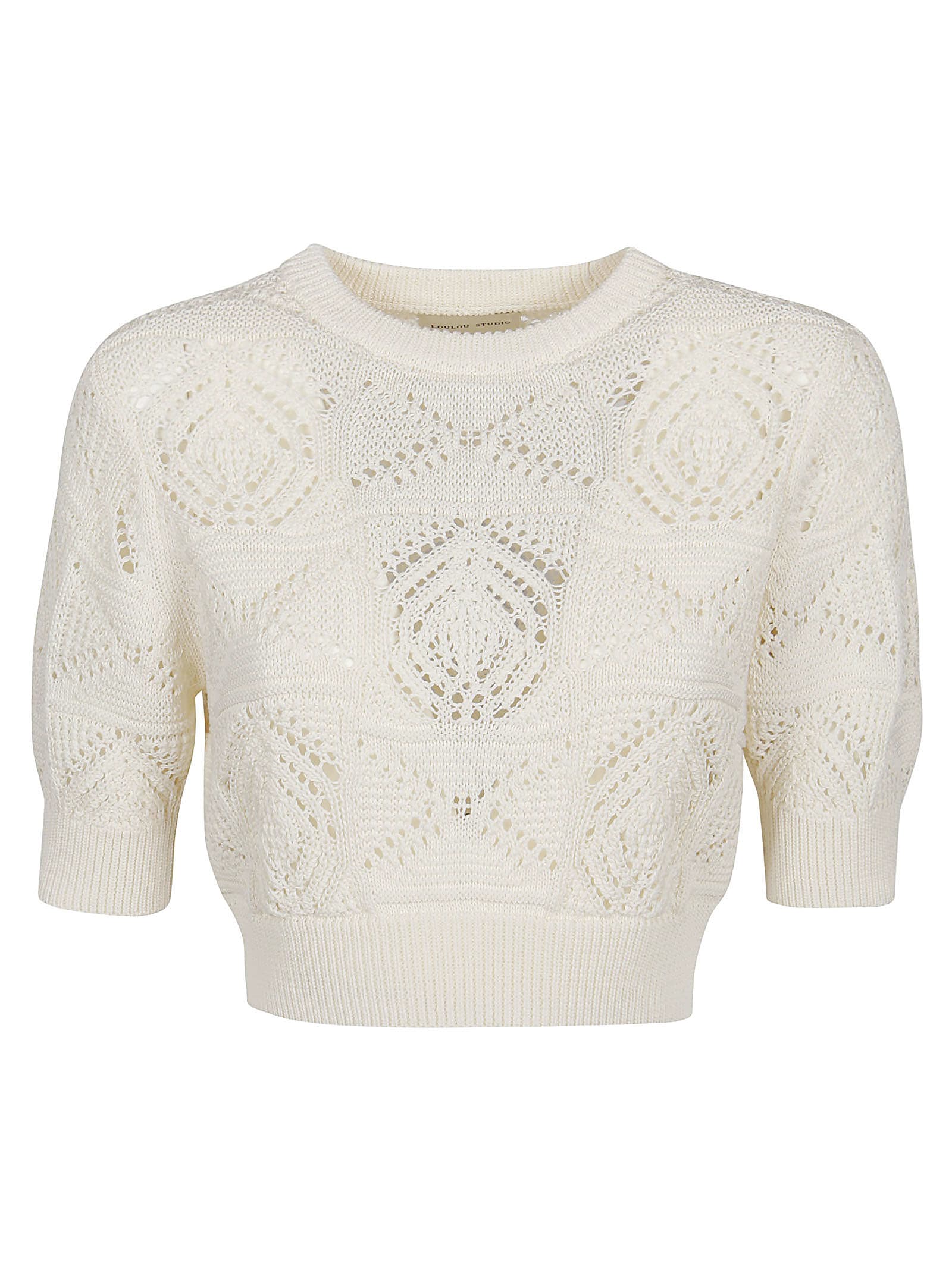 Loulou Studio Jaro Crochet Cropped Top