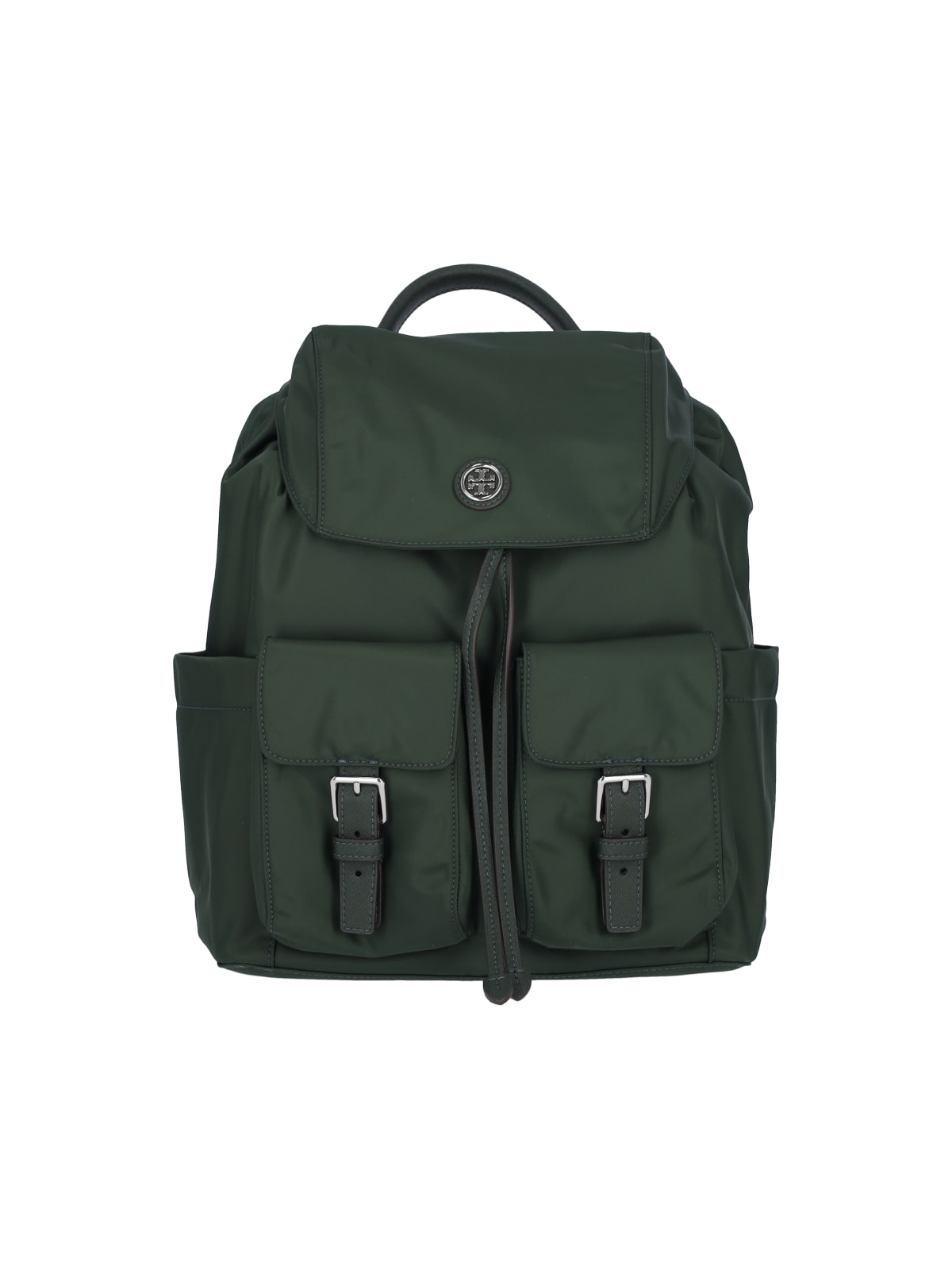 Shop Tory Burch Large Logo Backpack In Verde