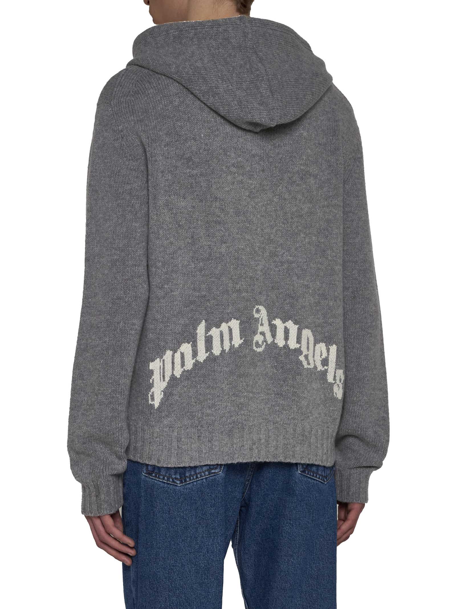 Shop Palm Angels Sweater In Melange Grey White
