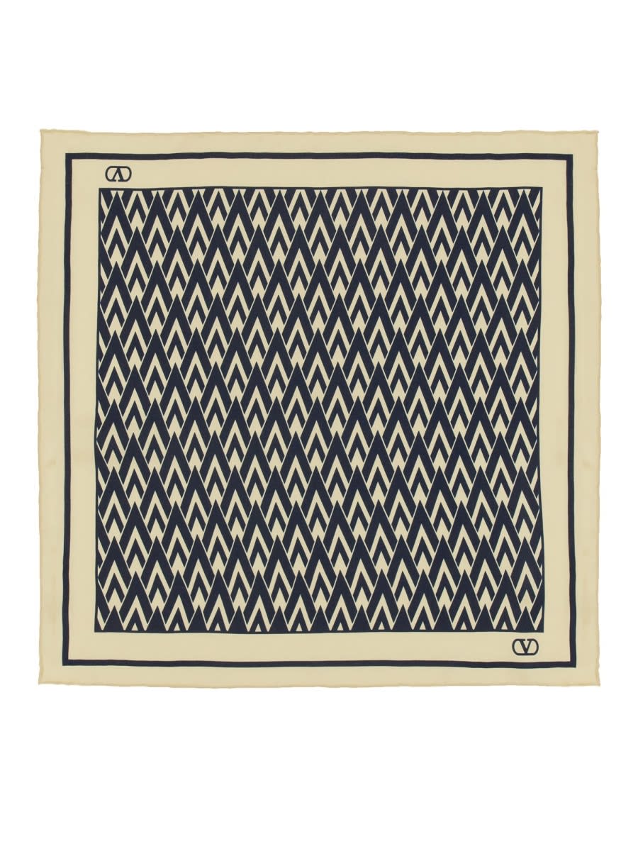 Valentino Twill Silk Scarf Bordered Edge