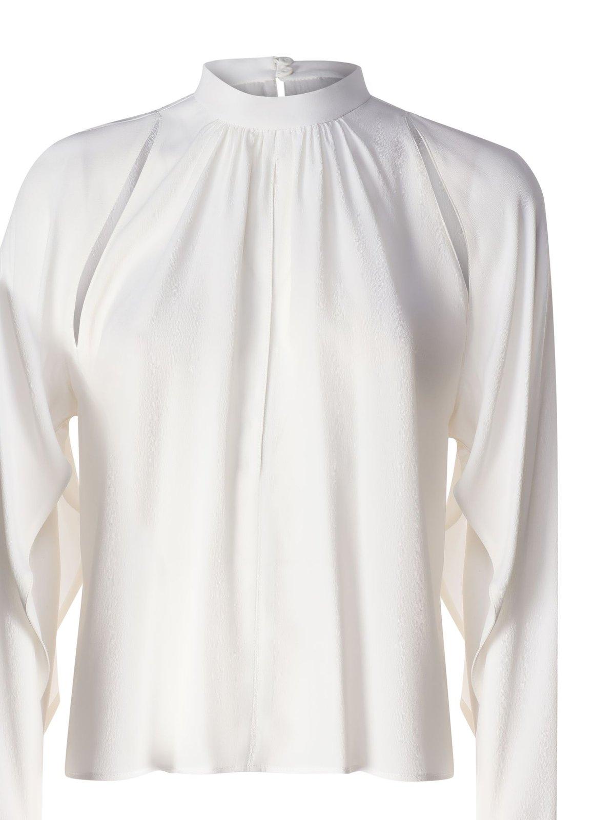 Shop Pinko Ruffled Sleeve Blouse In Bianco Gelato/vaniglia