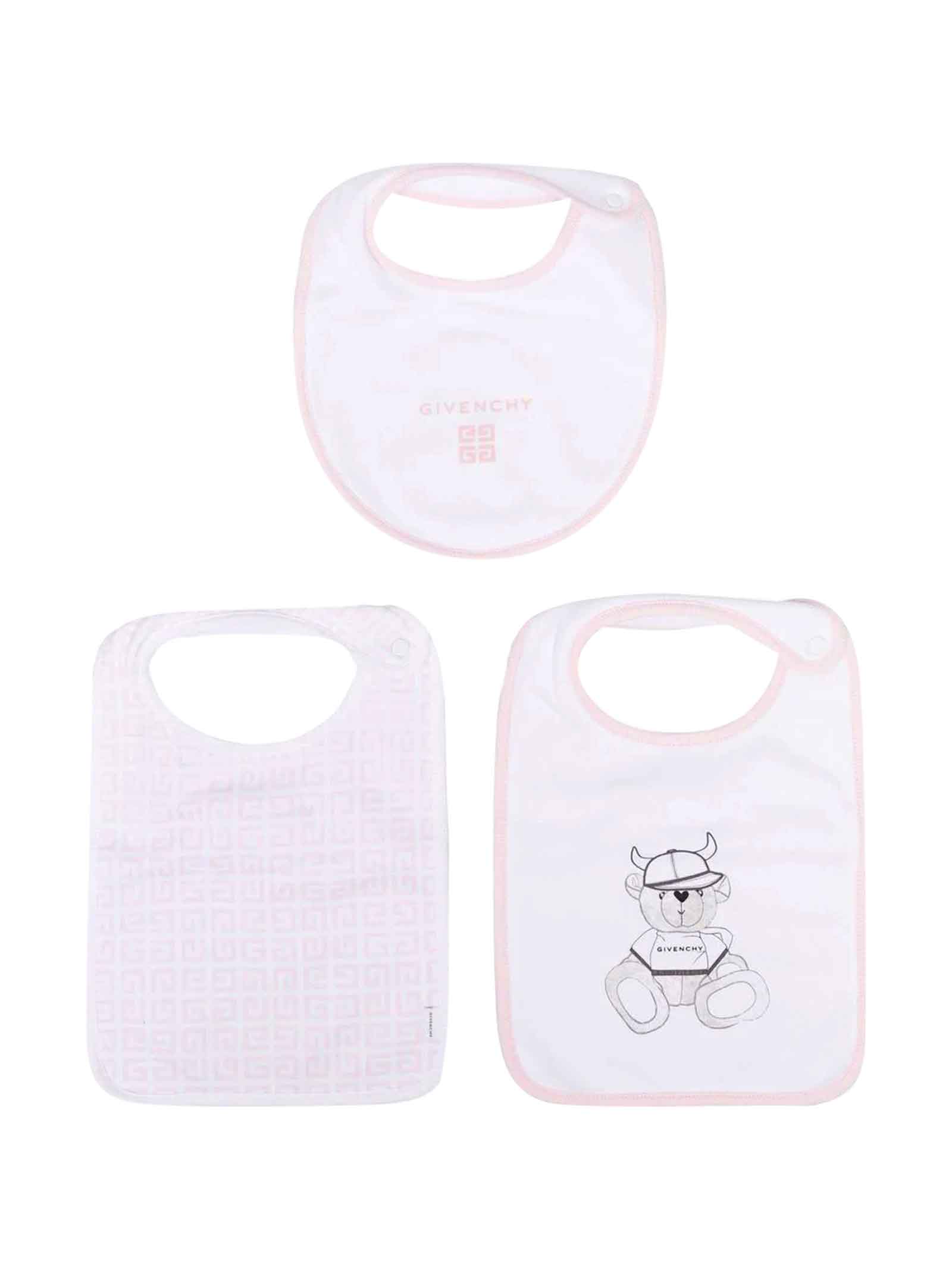 Givenchy Baby Girl Set Of 3 Pink Bibs