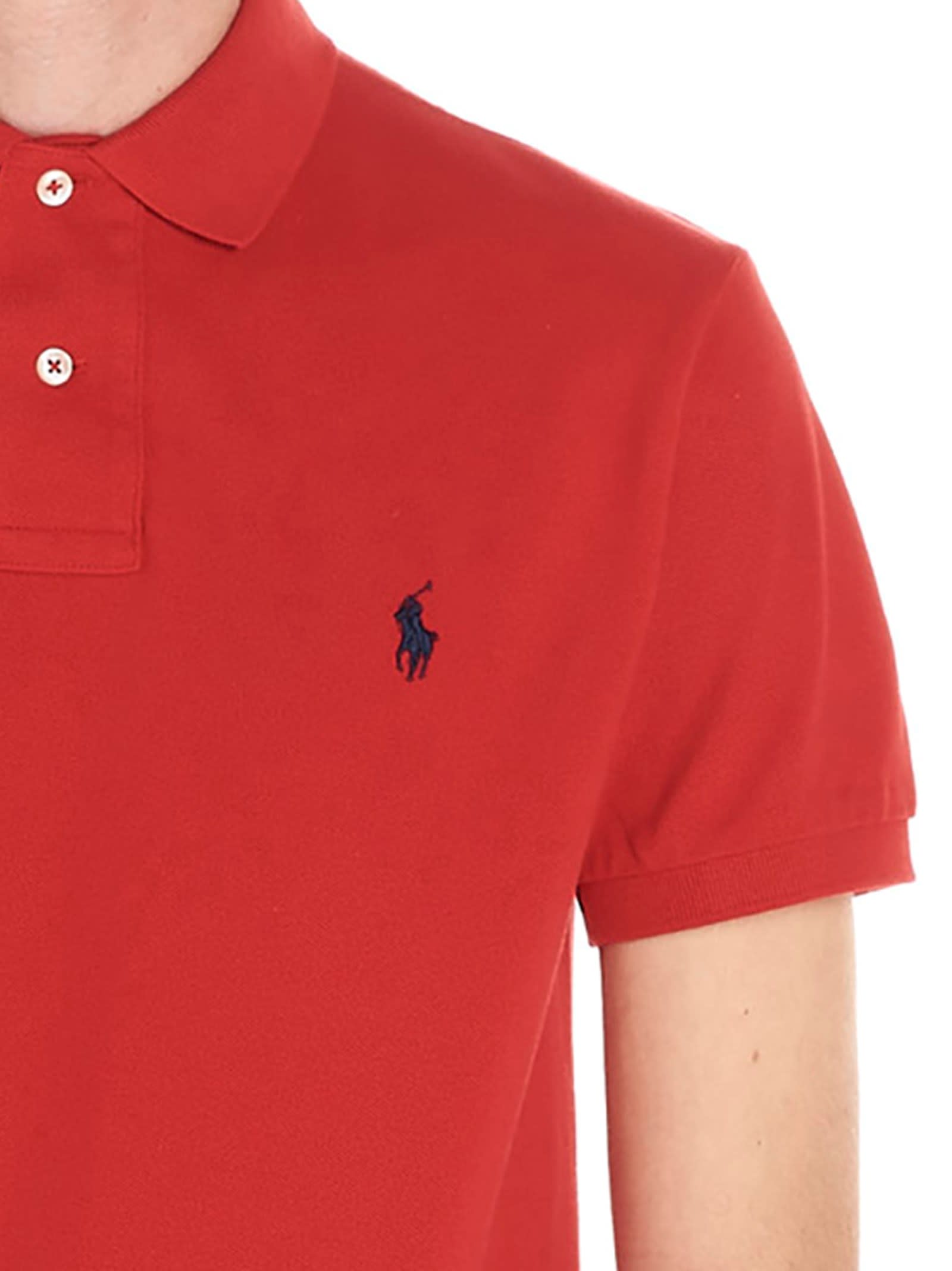 Shop Polo Ralph Lauren Logo Polo In Red