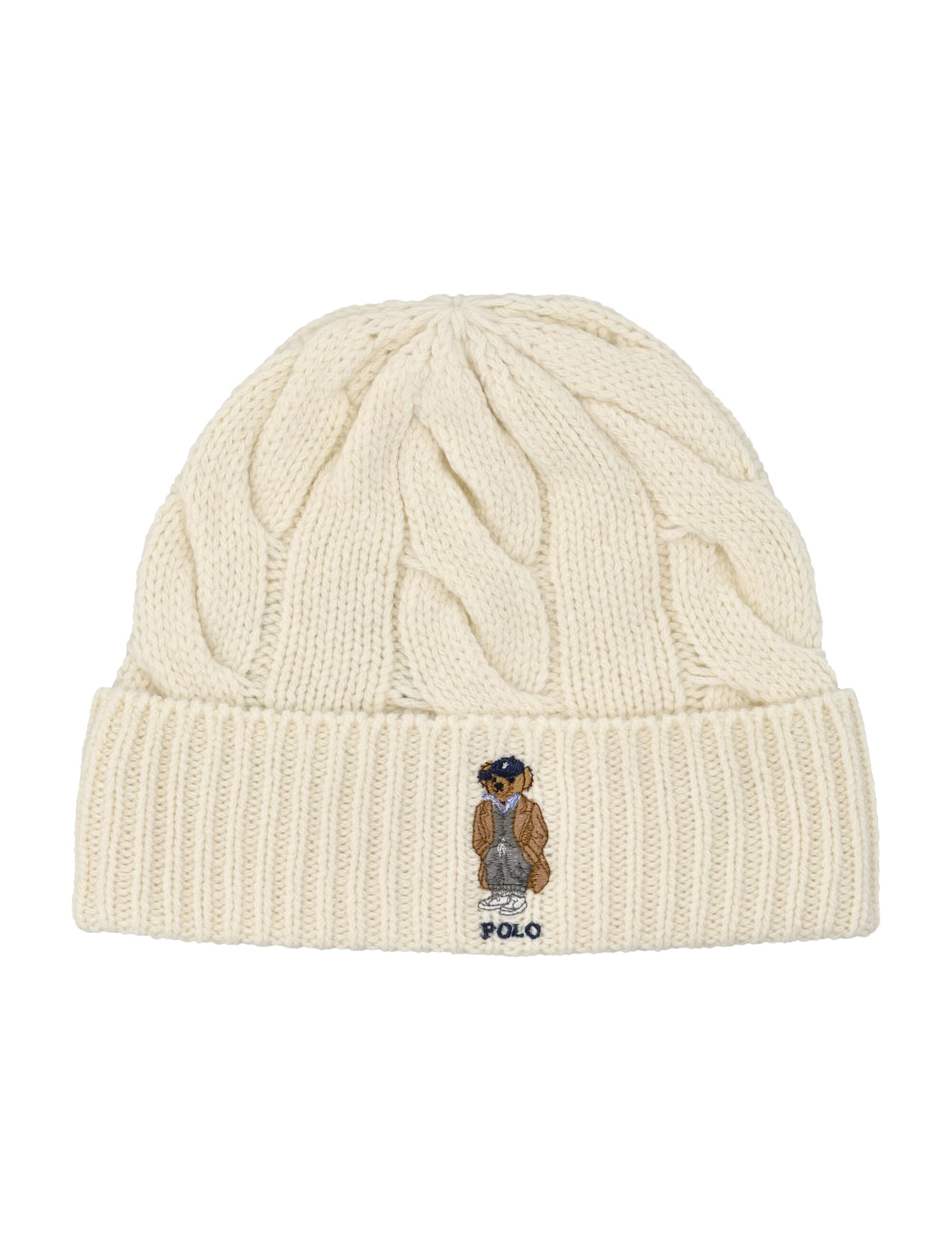 Polo Ralph Lauren Polo Bear Cable Wool-blend Beanie In White