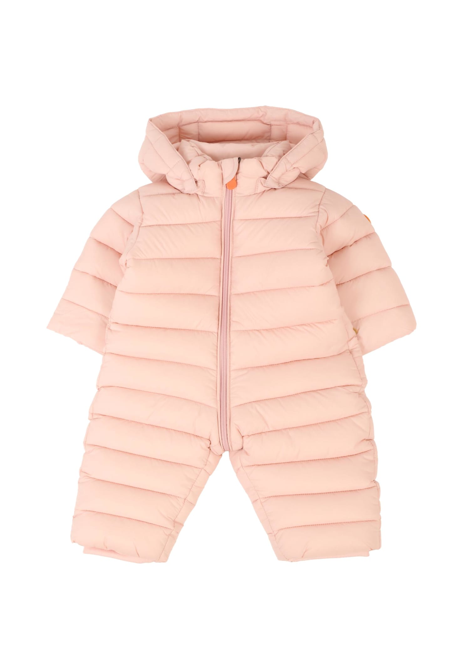 Save The Duck Pink Down Jacket For Baby Girl With Logo In Pink