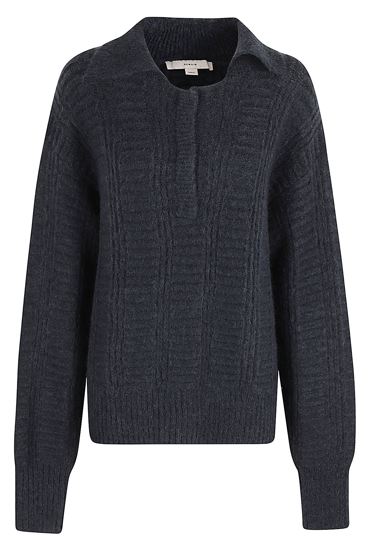 Shop Remain Birger Christensen Knitted Polo Sweater In Vulcan