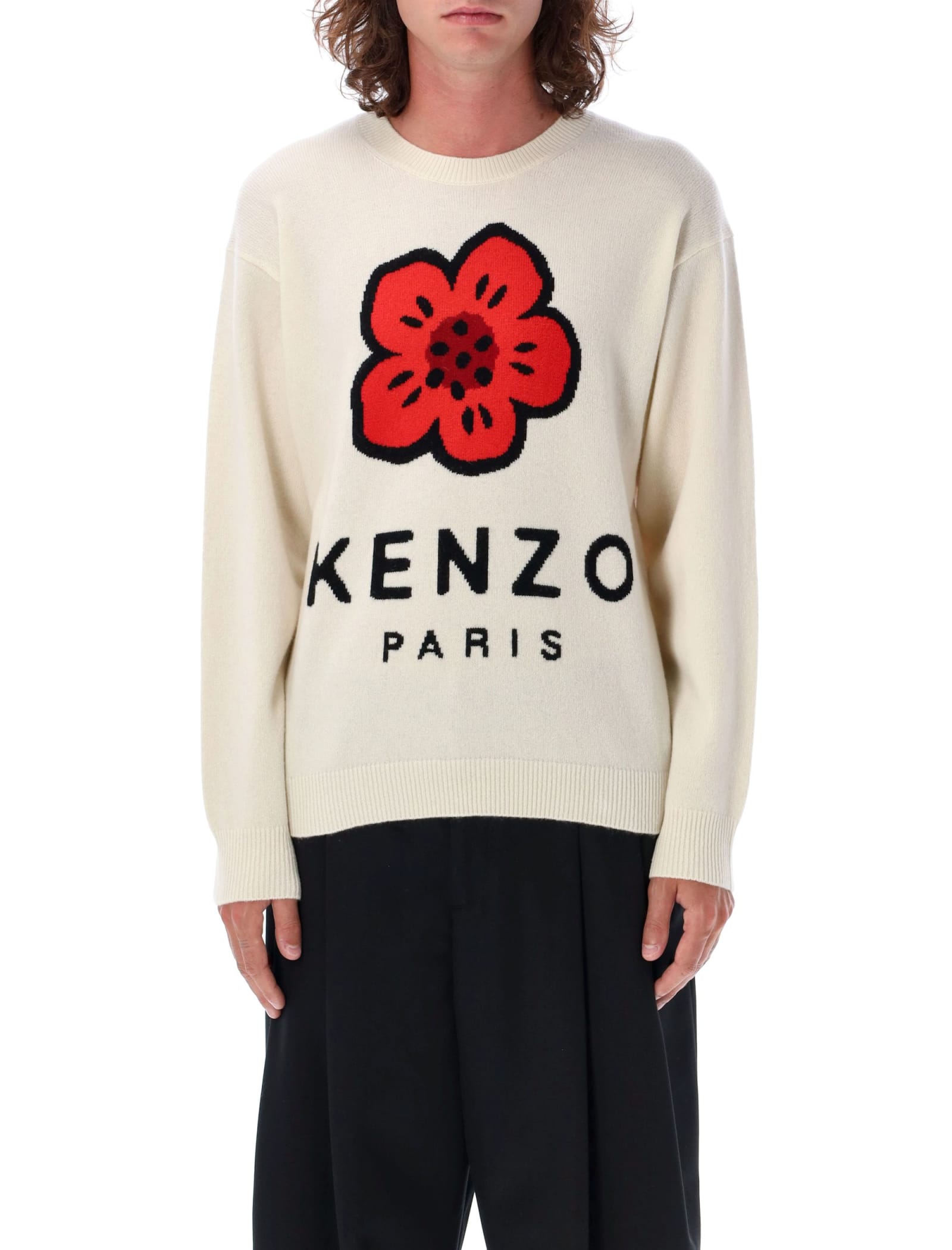 Shop Kenzo Boke Flower Jumper In Ecru