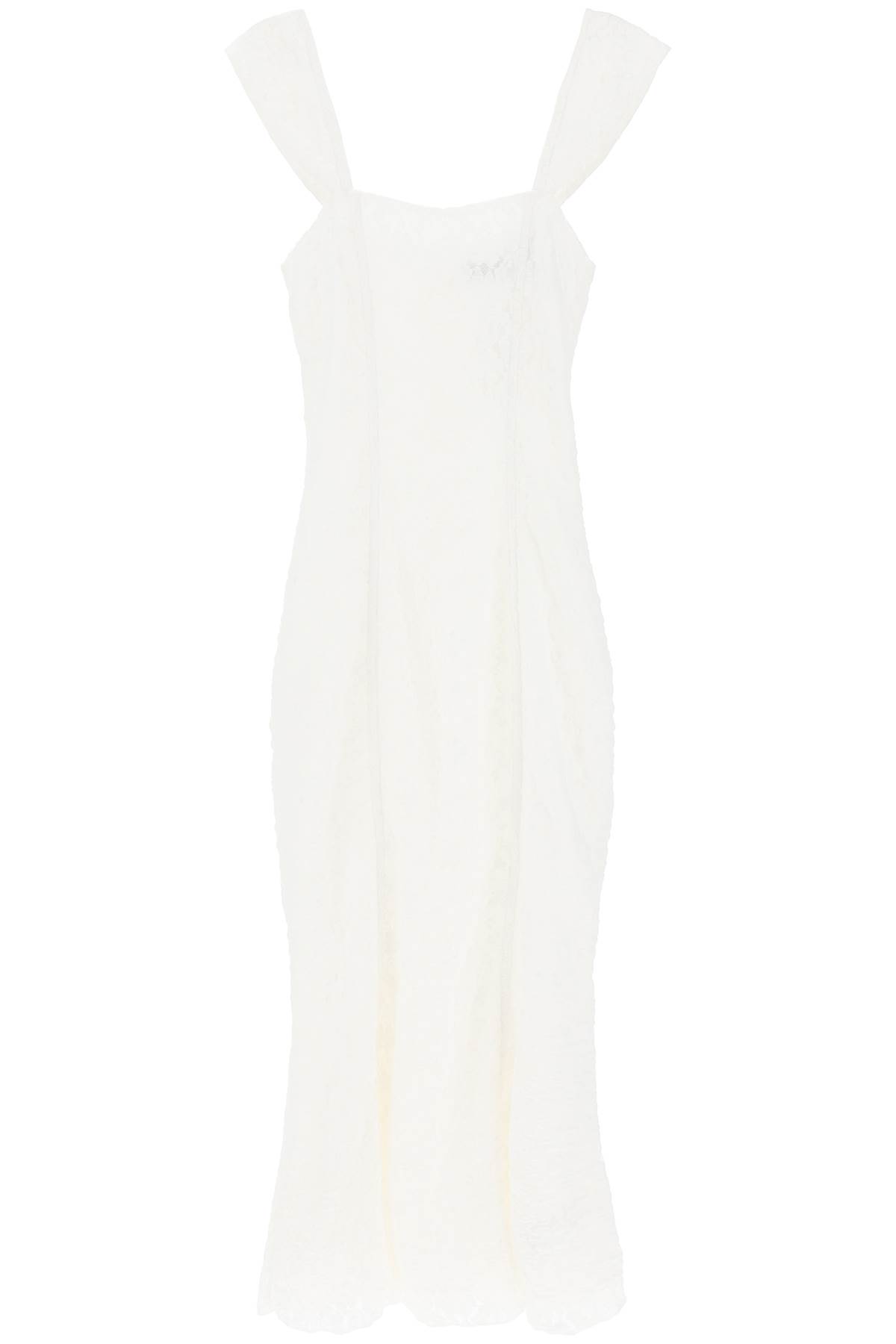 Shop Rotate Birger Christensen Maxi Lace Dress In Italian In Bright White (white)