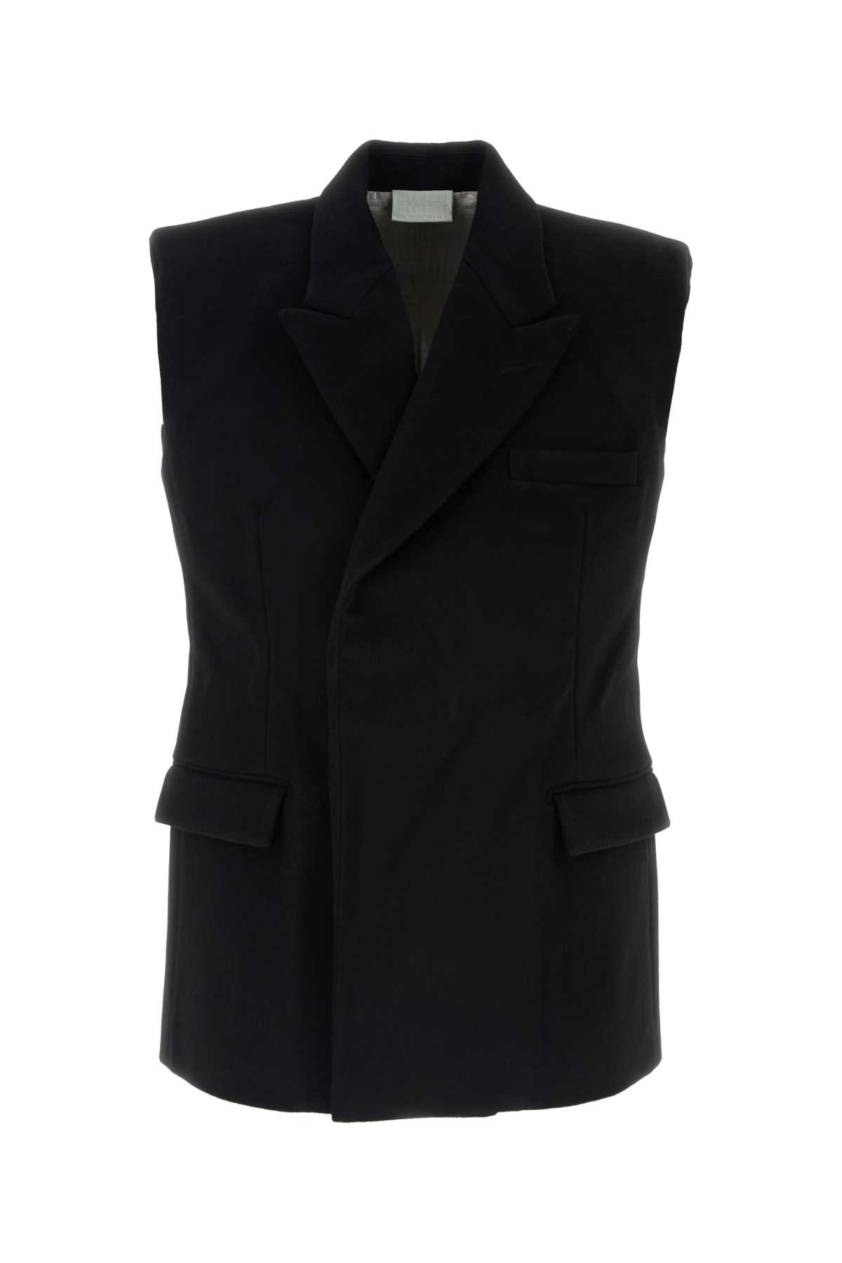 Black Wool Sleeveless Blazer