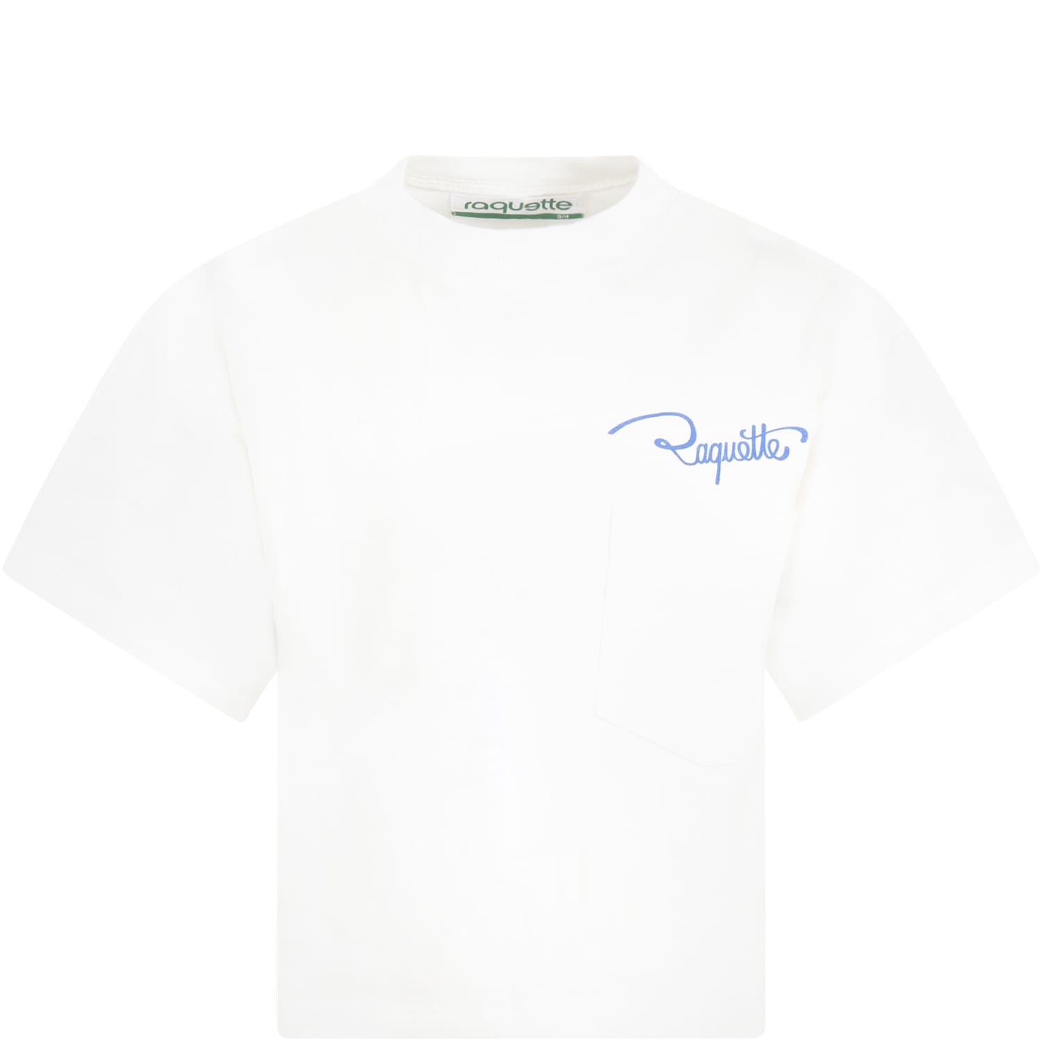 Raquette White T-shirt For Kids With Logo