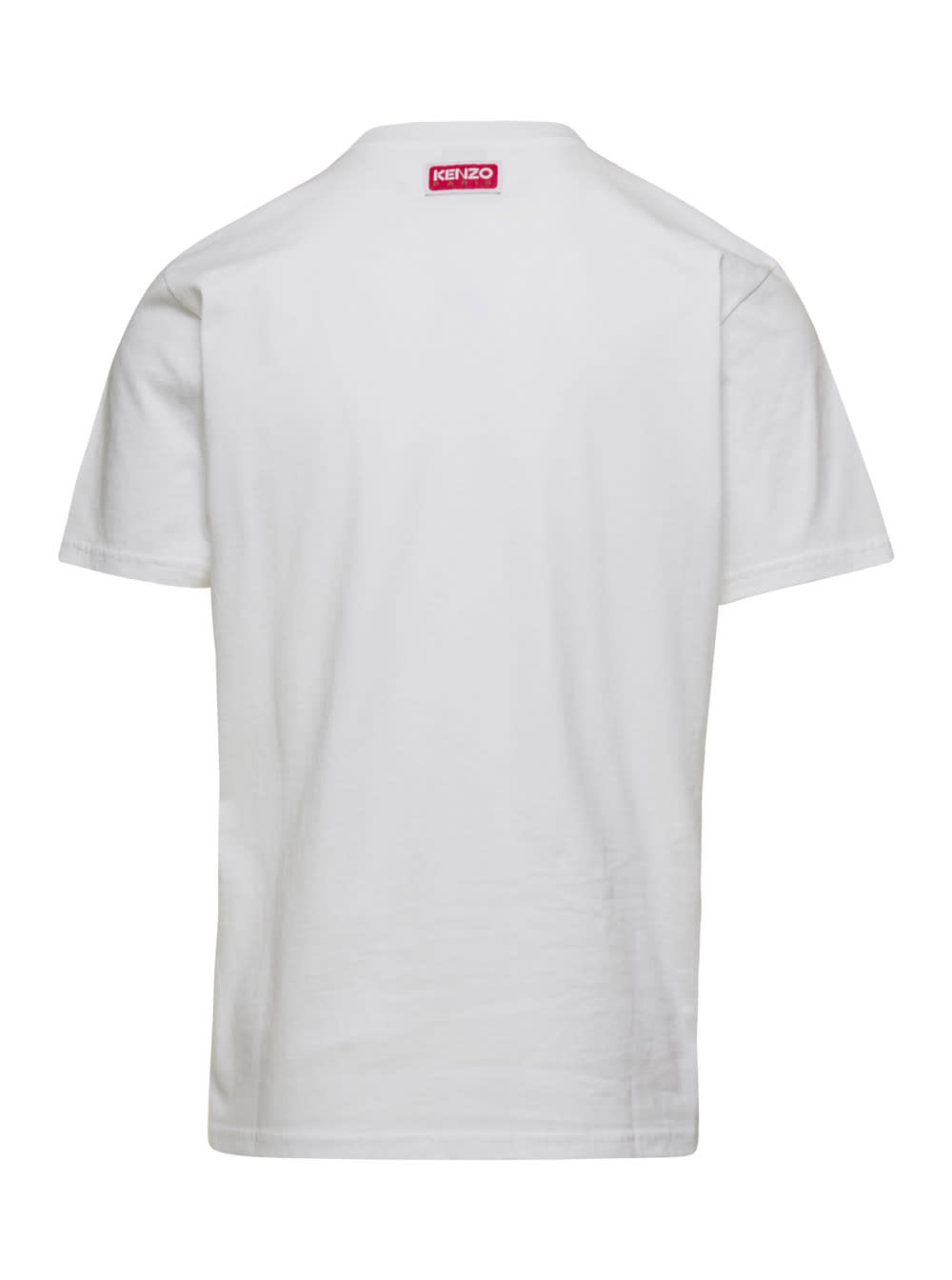 Shop Kenzo Slim White T-shirt With Tiger Patch In Cotton Man