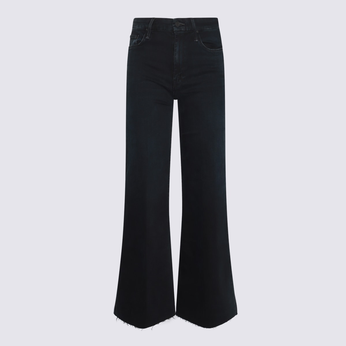 Shop Mother Black Cotton Denim Jeans In Night And Venis