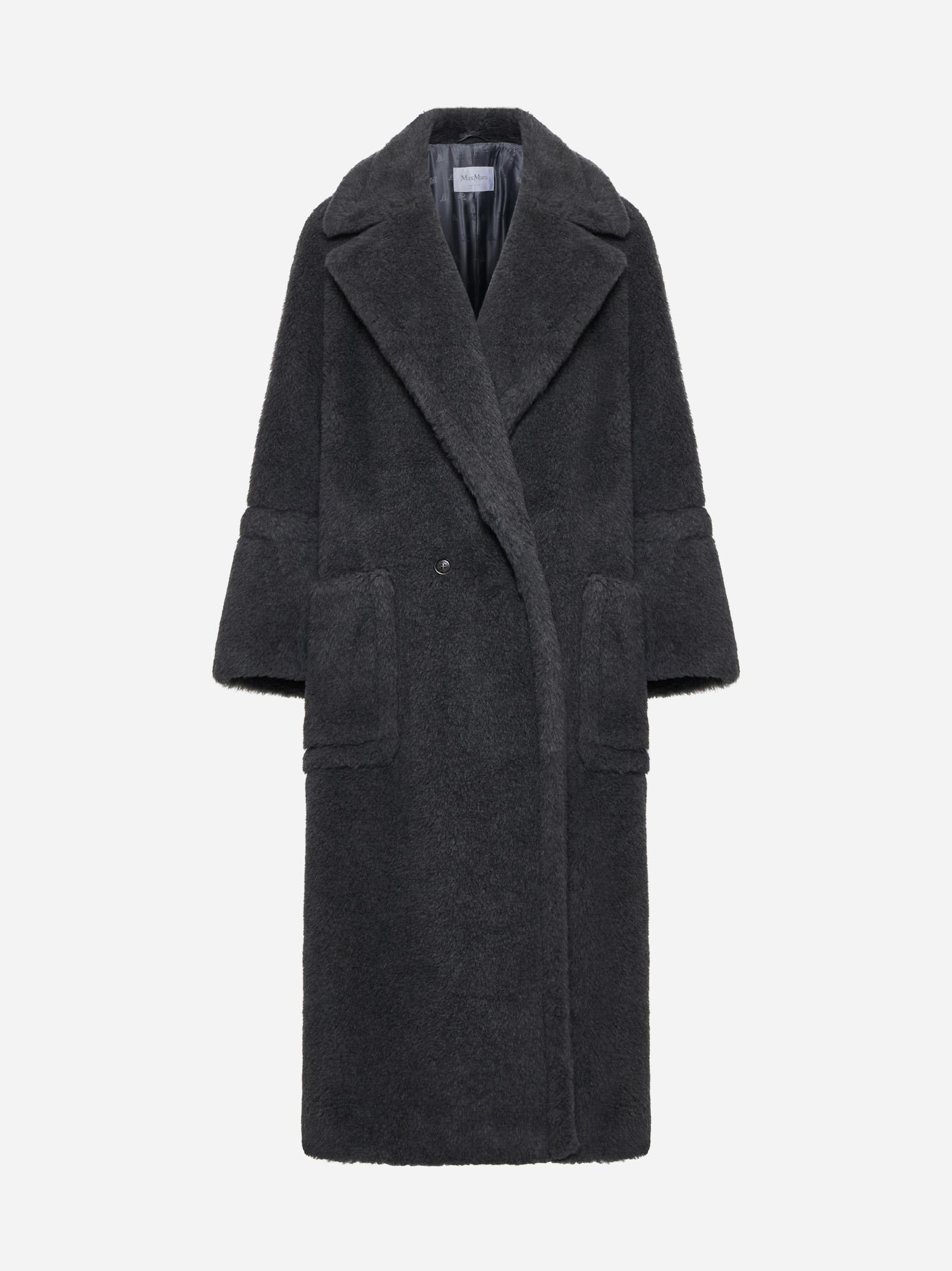 Shop Max Mara Kadiak Wool-blend Teddy Coat In Avio