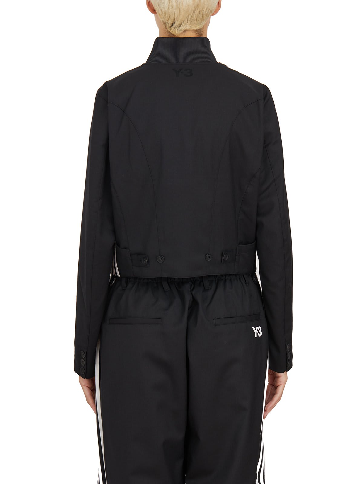 Shop Y-3 Cropped Twill Jacket In Black