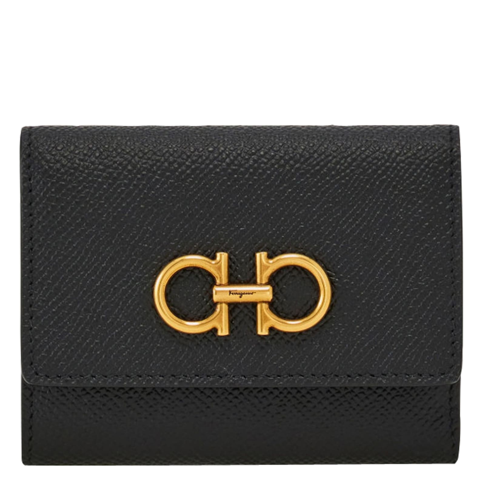 Ferragamo Black Leather Wallet In Black
