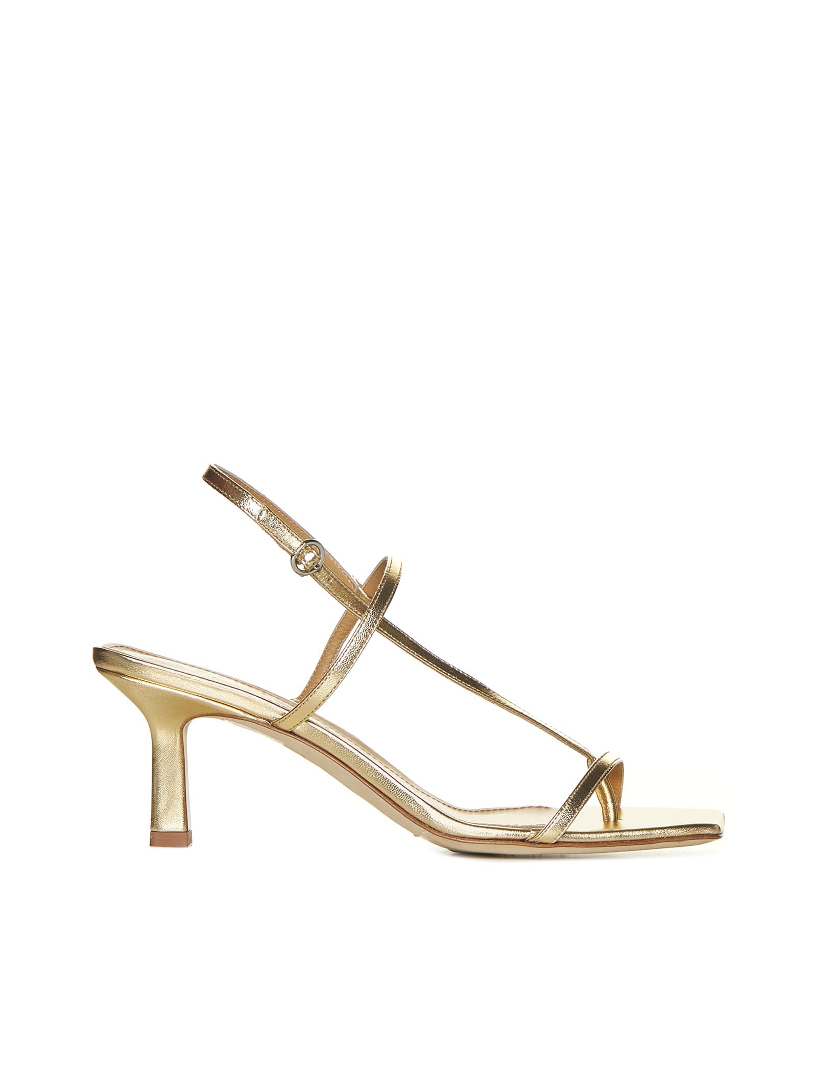 Shop Aeyde Sandals In Laminated Gold