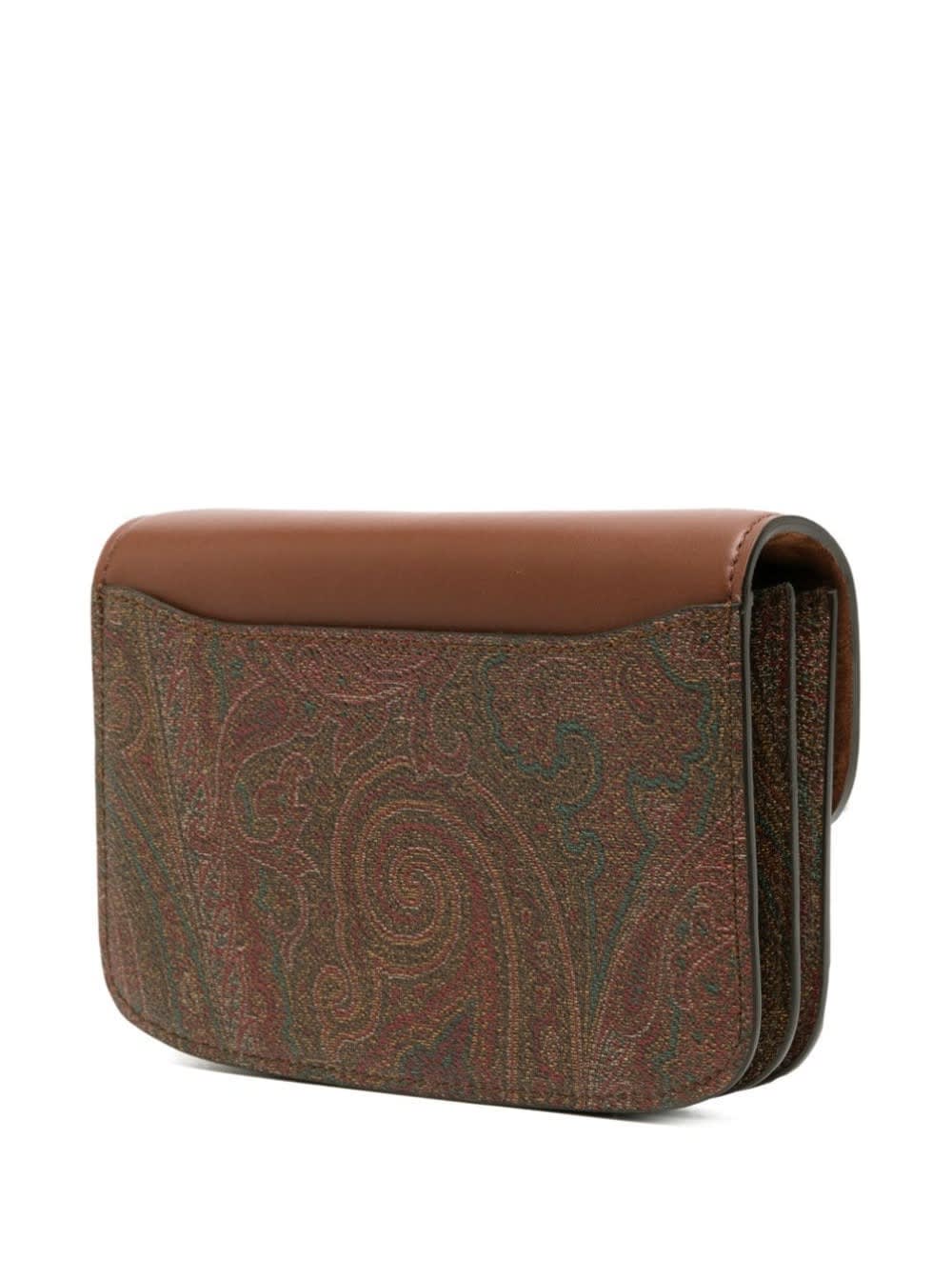 Shop Etro Brown Arnica Crossbody Bag With Paisley Motif In Cotton Blend Woman
