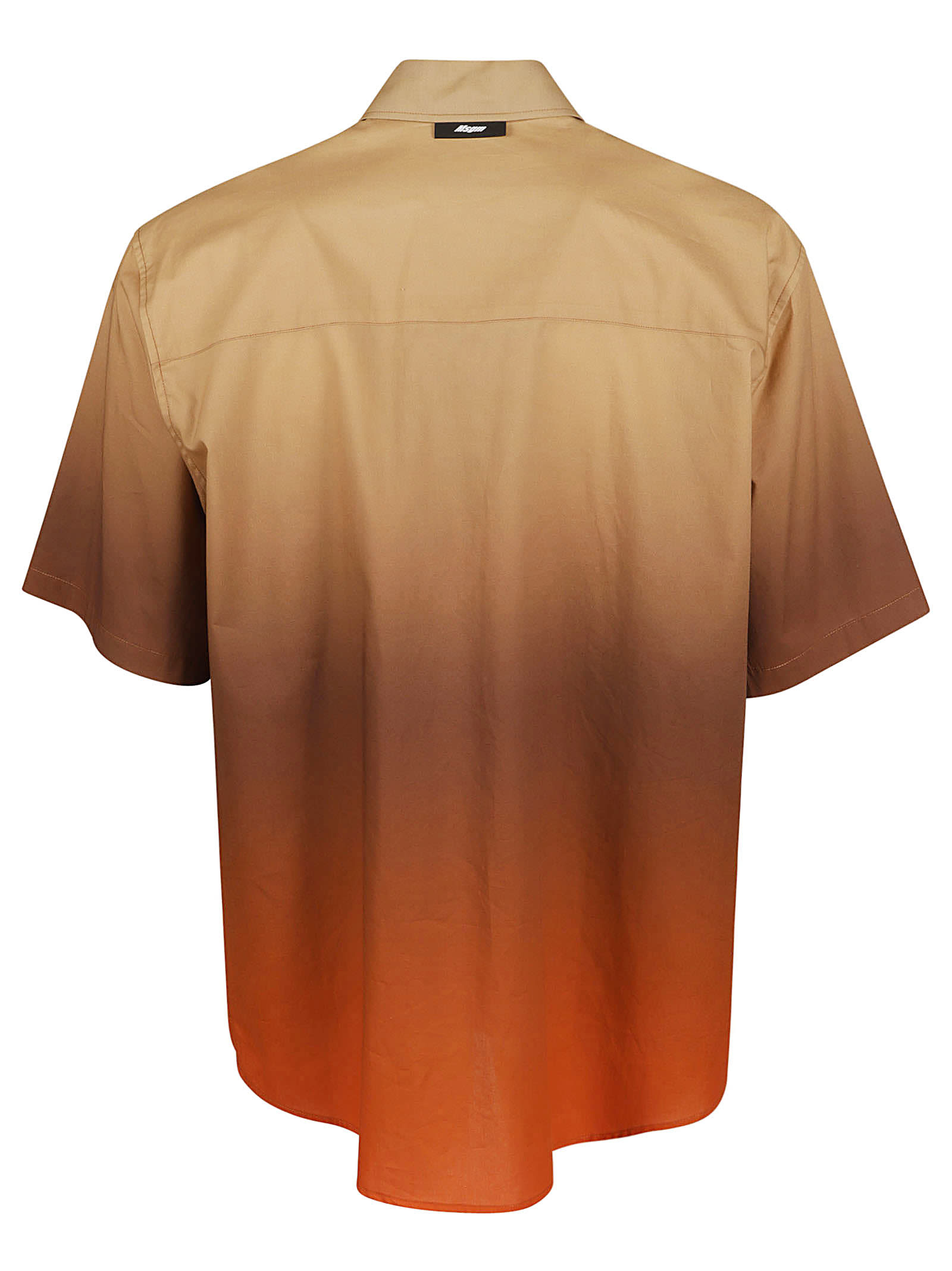 Shop Msgm Classic Short-sleeved Shirt In Beige/orange