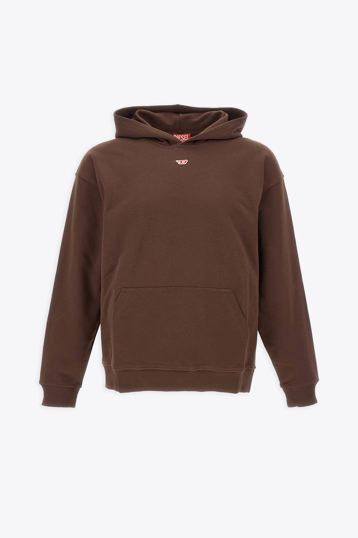 S-boxt-hood-d Brown hoodie with front logo patch - S Boxt Hood D