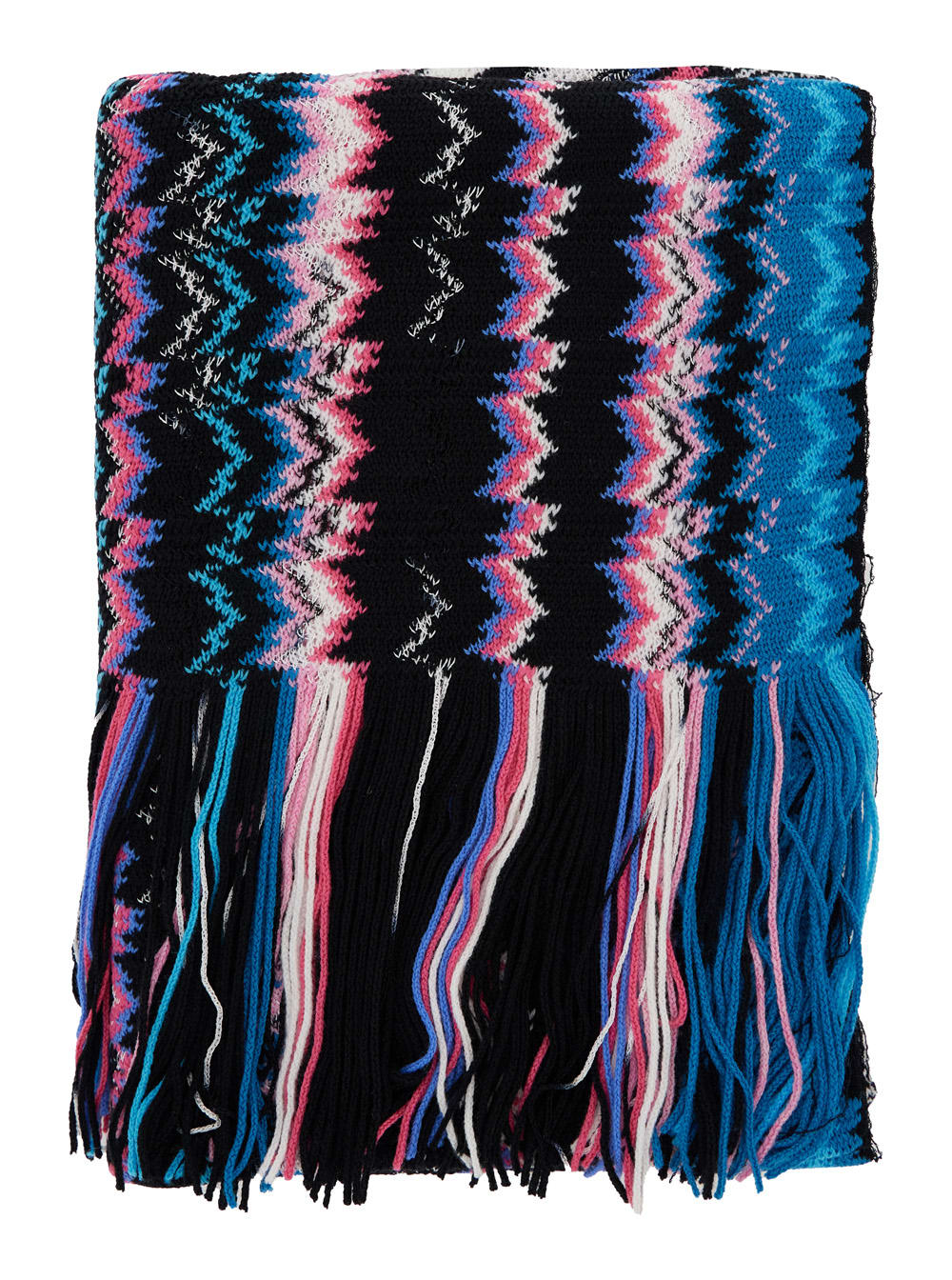 Shop Missoni Multicolor Rectangular Scarf With Chevron Motif In Wool Blend Woman