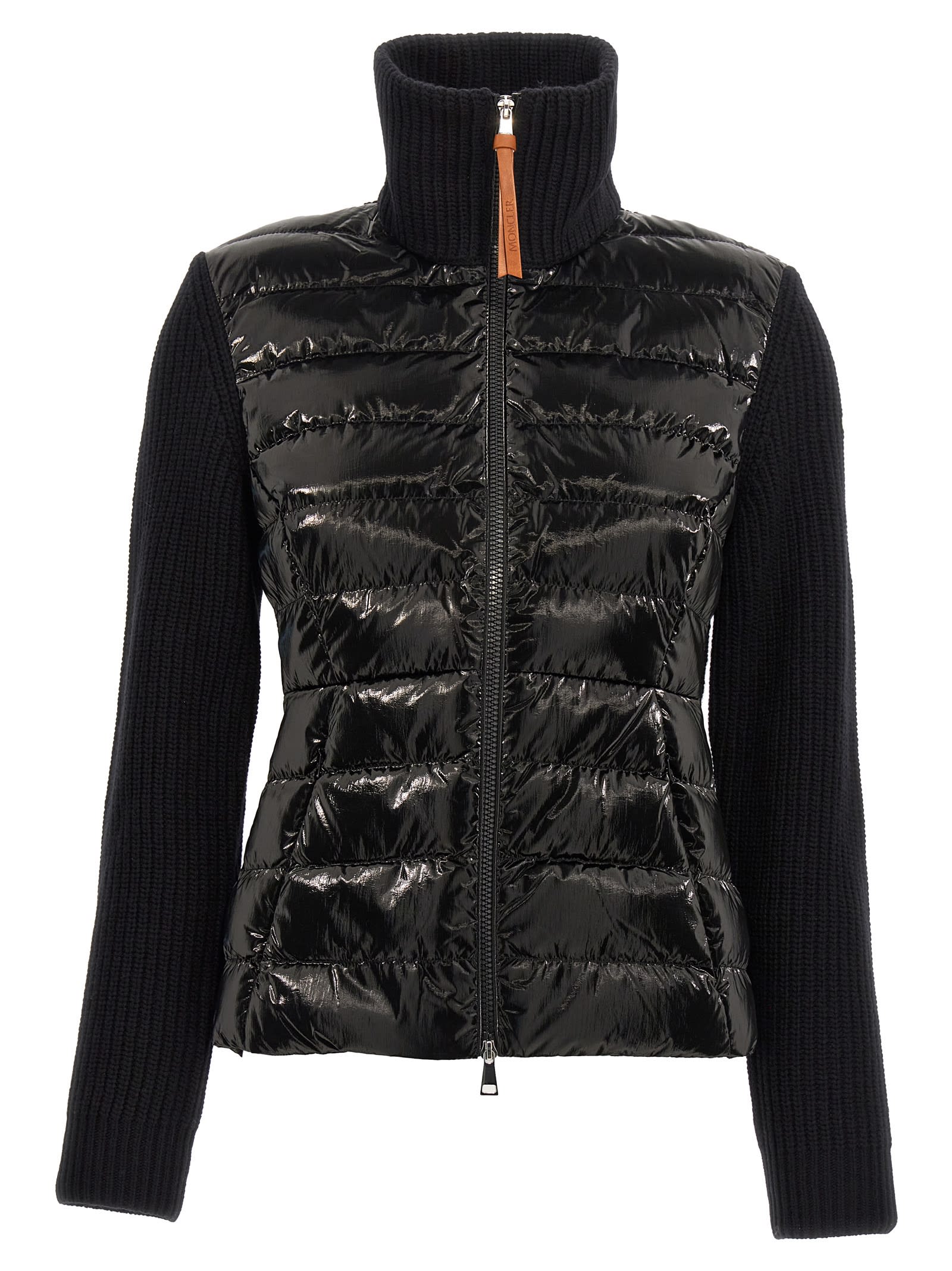 Shop Moncler Two-material Cardigan In Black