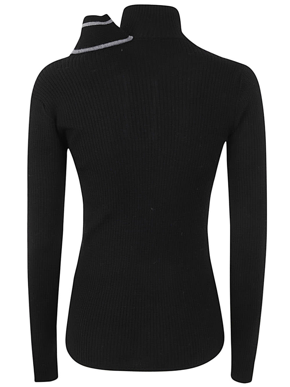 Shop Y/project Double Collar Fitted Sweater In Evergreen Black