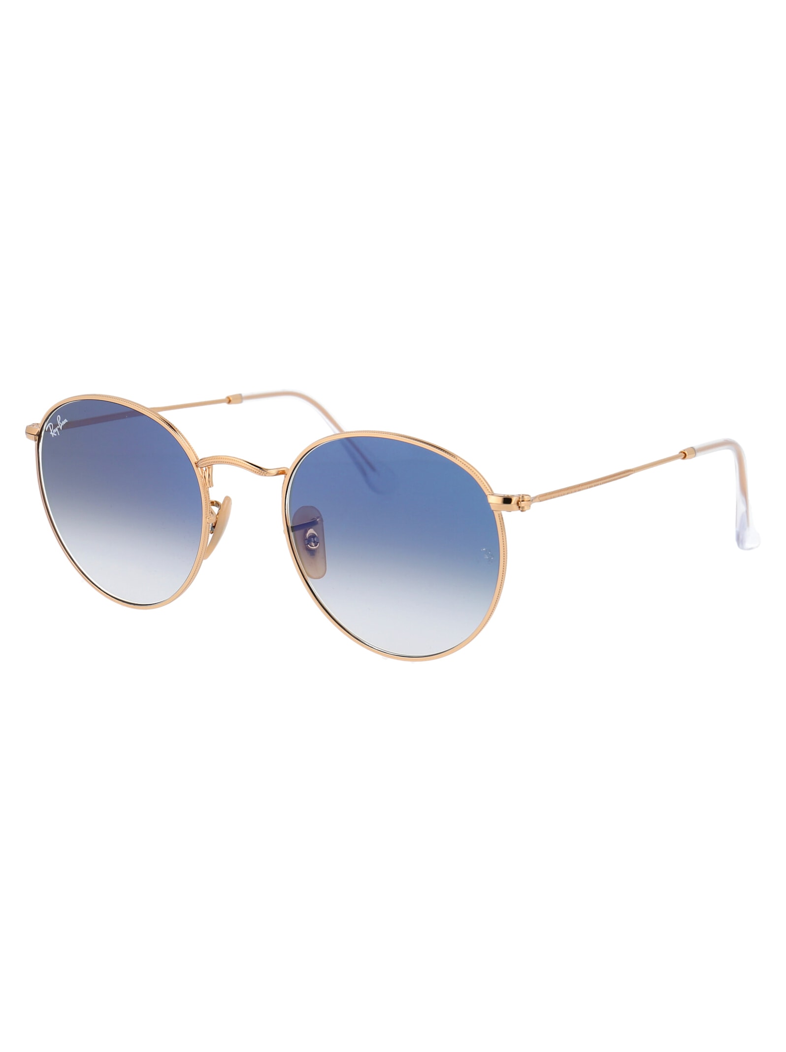 Shop Ray Ban Round Metal Sunglasses In 001/3f Gold