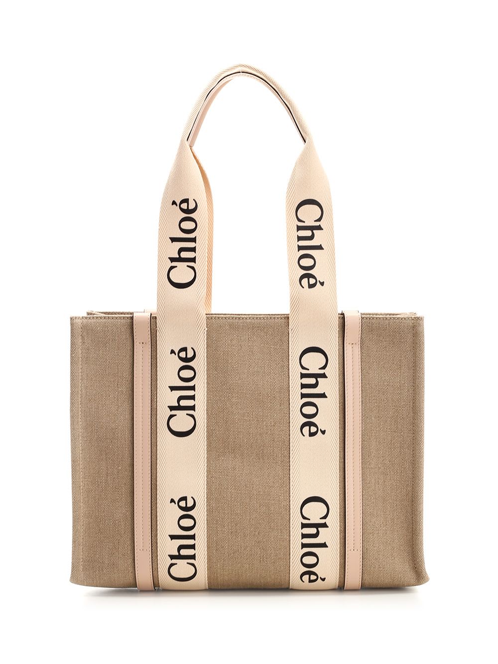 Shop Chloé Medium Woody Tote Bag In Powder