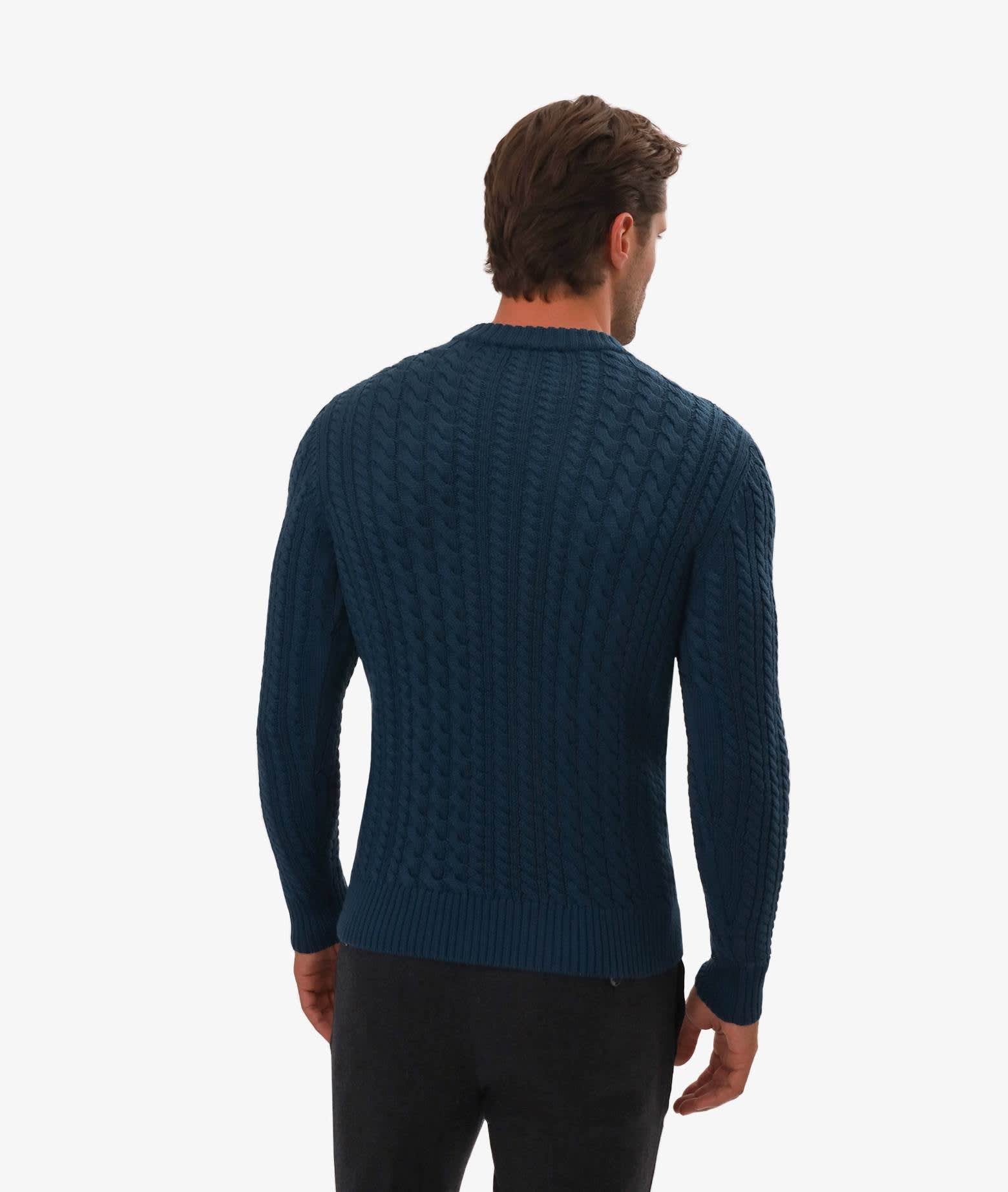 Larusmiani Cable Knit Sweater Col Du Pillon Sweater In Teal