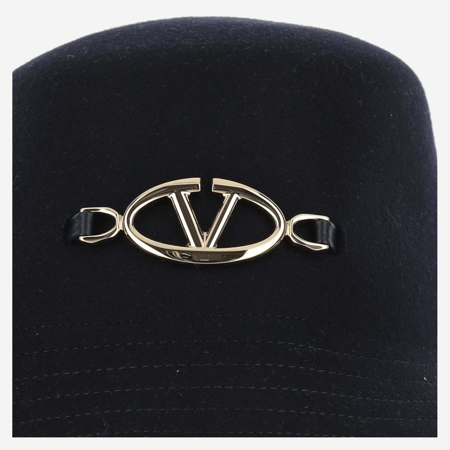 Shop Valentino Vlogo Wool Bucket Hat In Black