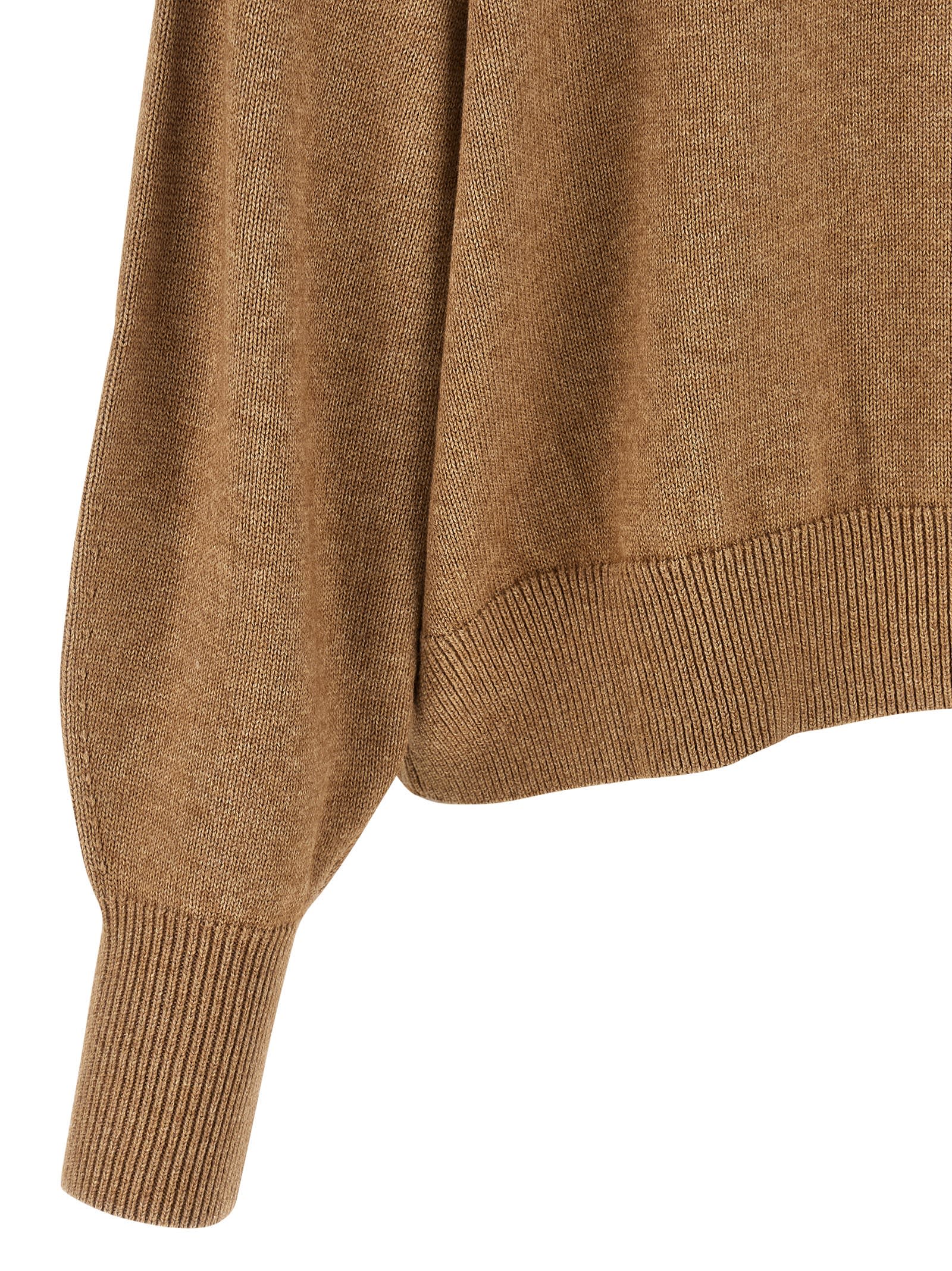 Isabel Marant Étoile Cropped Sweater With Voluminous Puff Sleeves In Brown