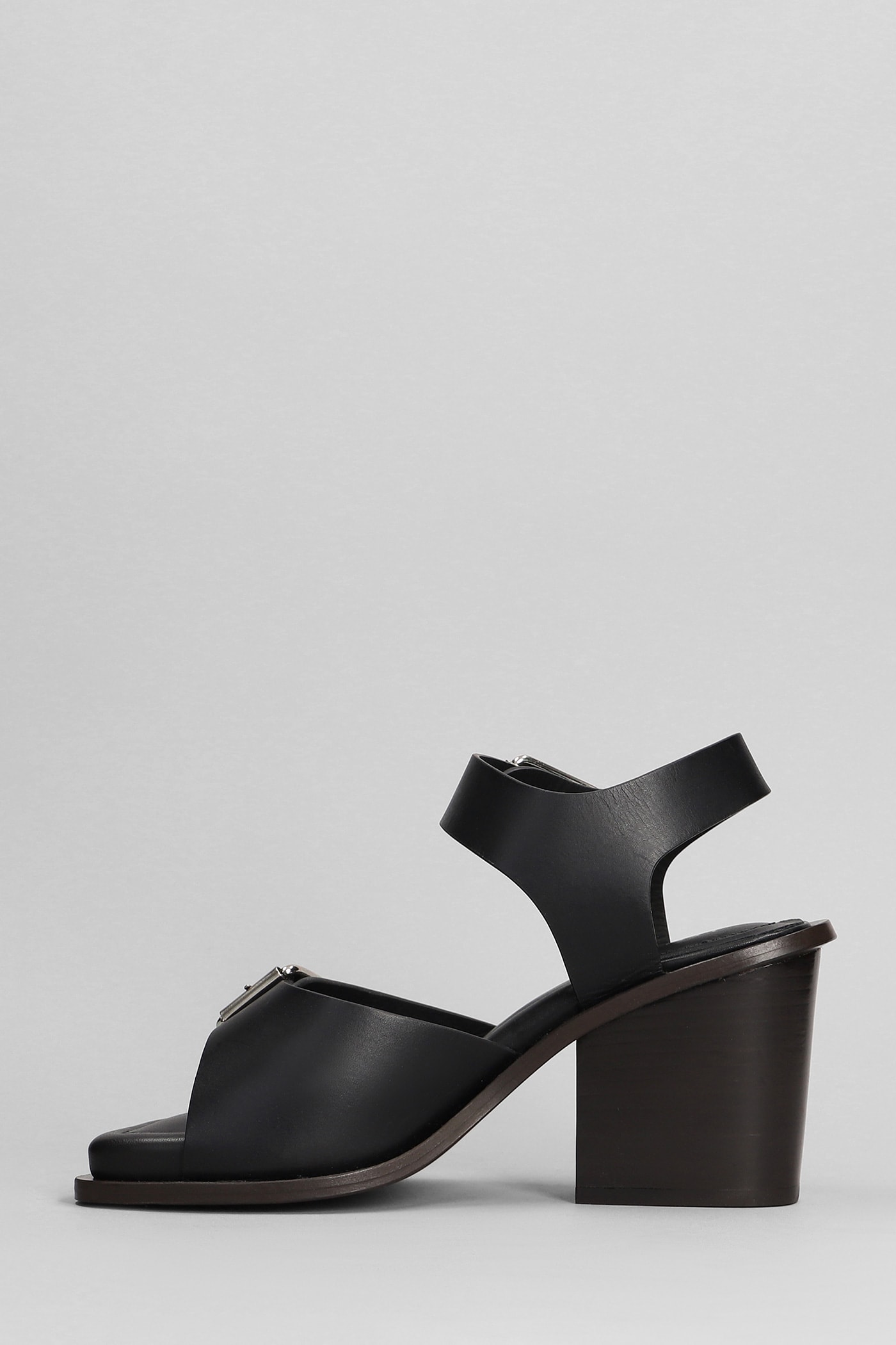 Shop Lemaire Sandals In Black Leather In Nero
