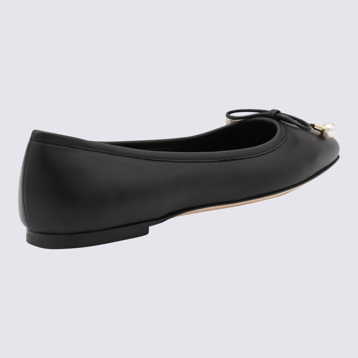 Shop Jimmy Choo Black Leather Elme Flat