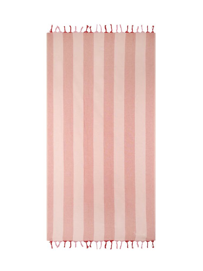 Shop Mc2 Saint Barth Saint Barth Striped Pink Cotton Beach Towel In Rosa