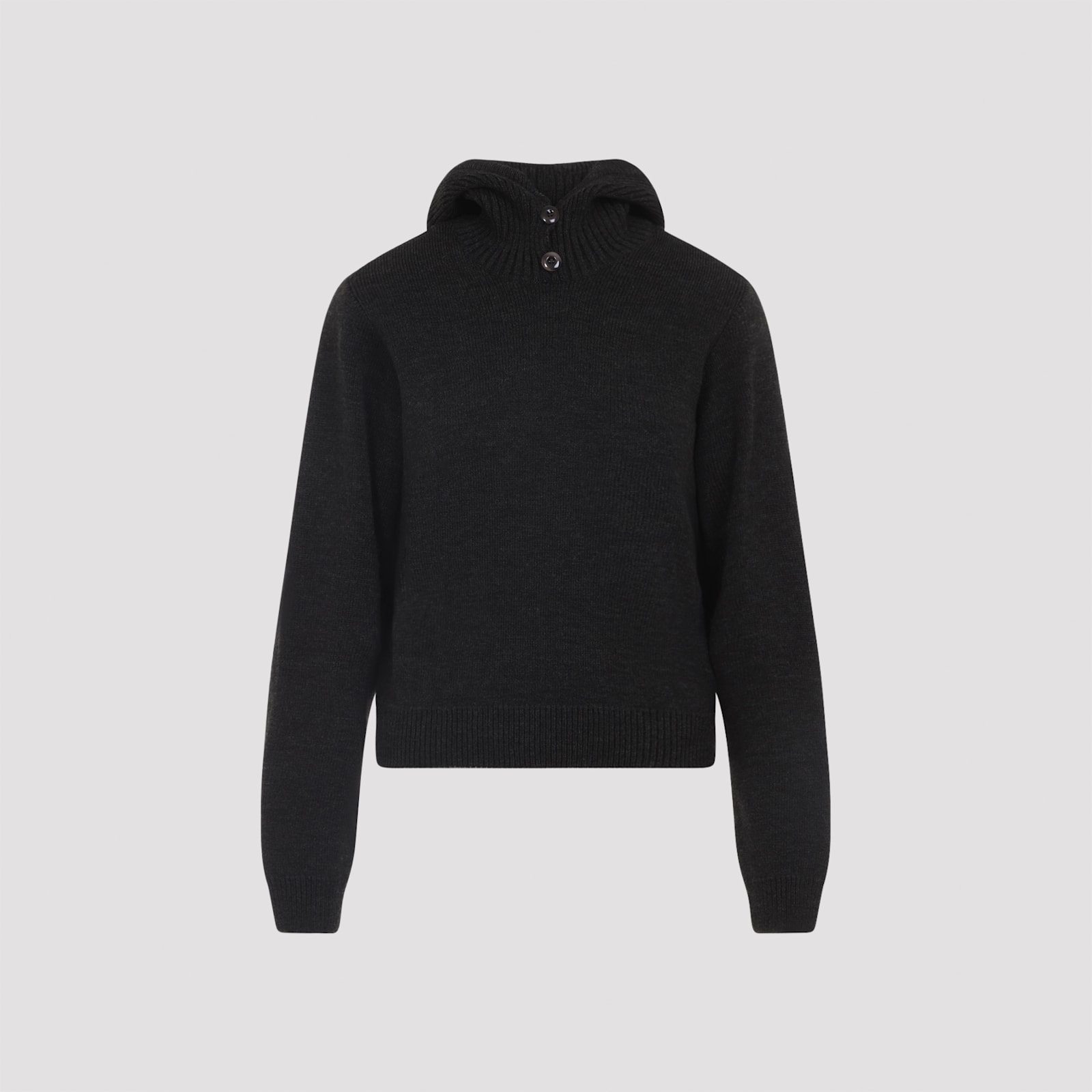 Lemaire Hooded Sweater Featuring Button Detail In Black